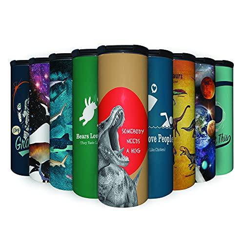 Dinosaur Somebody Needs A Hug 17 oz Tumbler with Lid, Stainless Steel, Vacuum Insulated with Slide Lock Lid, Leak Proof