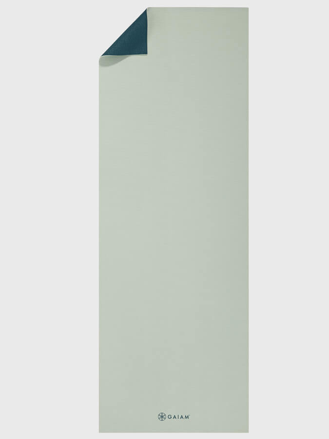Gaiam Deep Reversible 2-Color Non-Slip Yoga Mat 4mm Thick - Jade/Icicle for Home, Studio & Travel Fitness