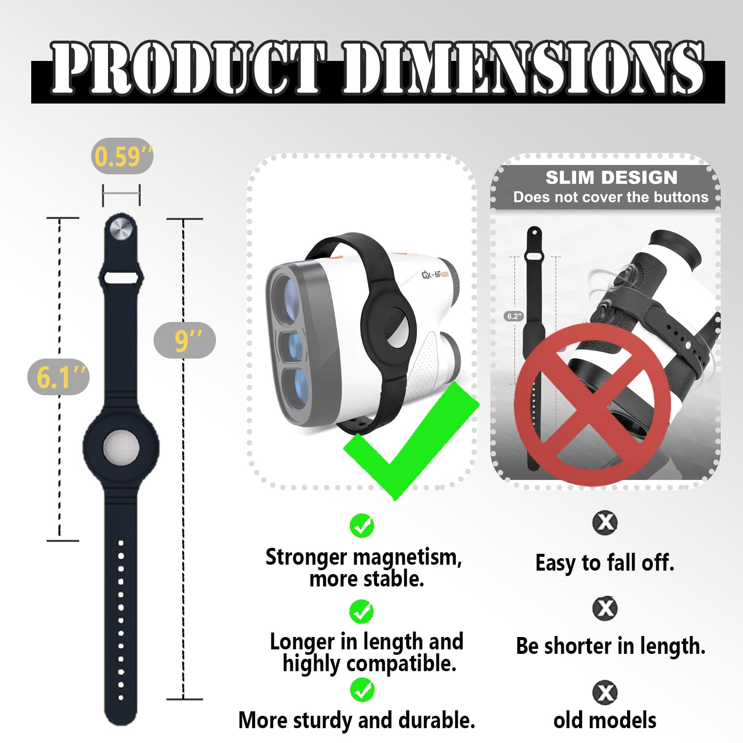 Universal Magnetic Golf Rangefinder Holder - Adjustable Strong Strap for Golf Cart, Windshield, Bag & Steering Column | Secure Golf Accessories for Range Finders & GPS Devices | Perfect for Golf Courses, Driving Ranges & Practice Sessions