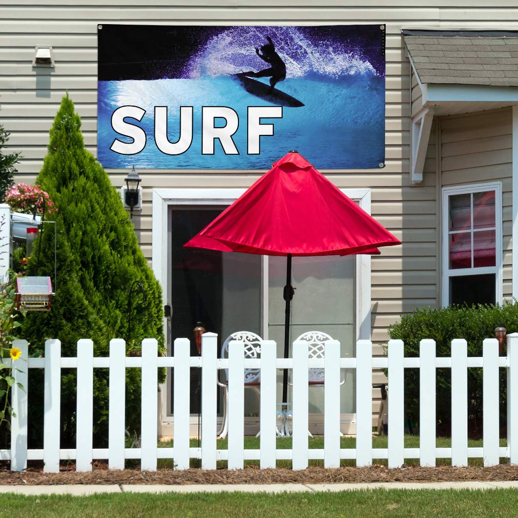 Custom Vinyl Banners 60x144 Inches - Weatherproof Outdoor Advertising Signs with 10 Grommets for Surf Shops, Sports Events & Industrial Yard Use | Durable Blue Commercial Signage for Beach Promotions, Business Displays & Retail Marketing