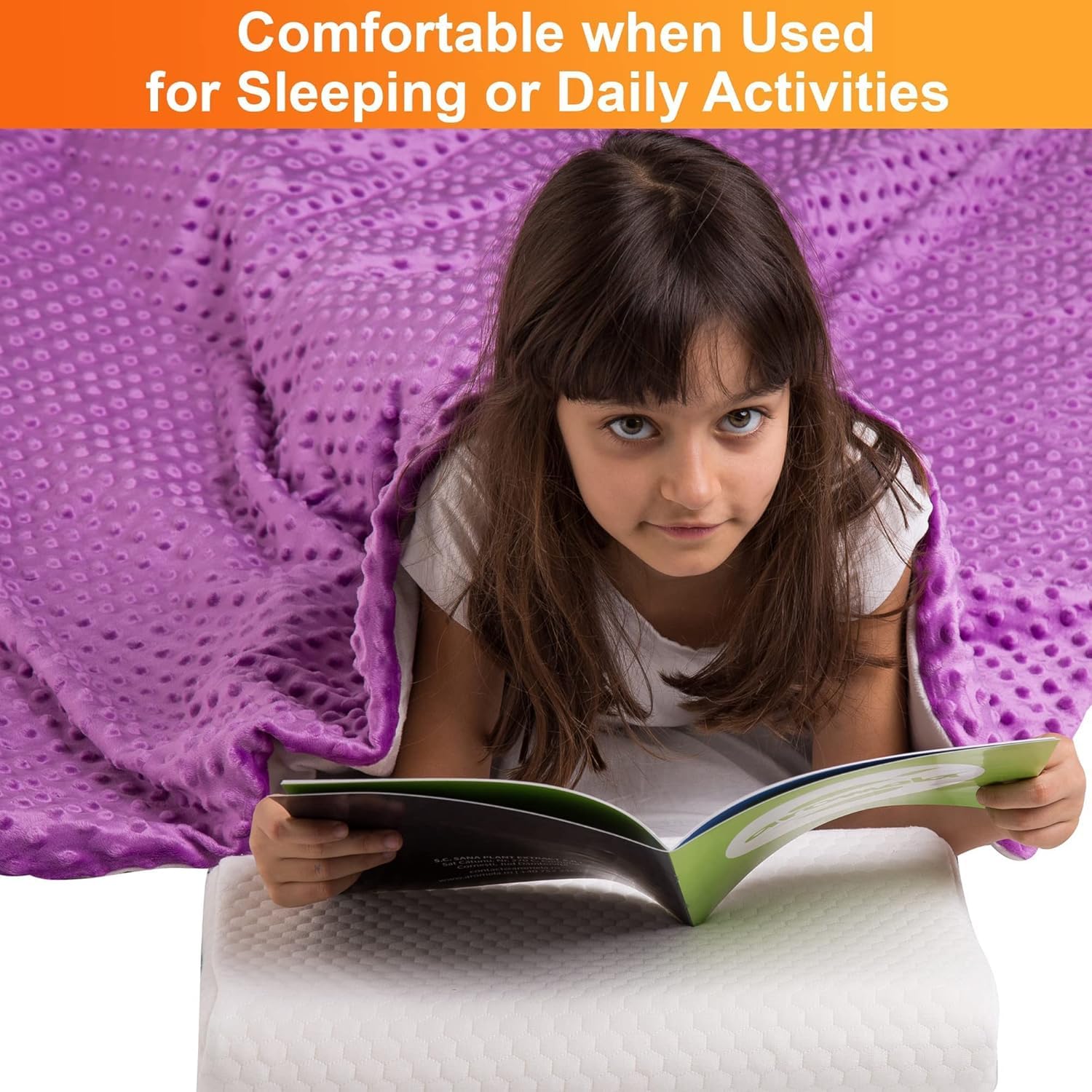 Super-Soft 7lbs Weighted Blanket for Kids - 41x60 Inches Minky Cover - Easy to Clean Small Heavy Blanket for Girls & Boys - Perfect for Calming Anxiety, ADHD, Autism & Better Sleep