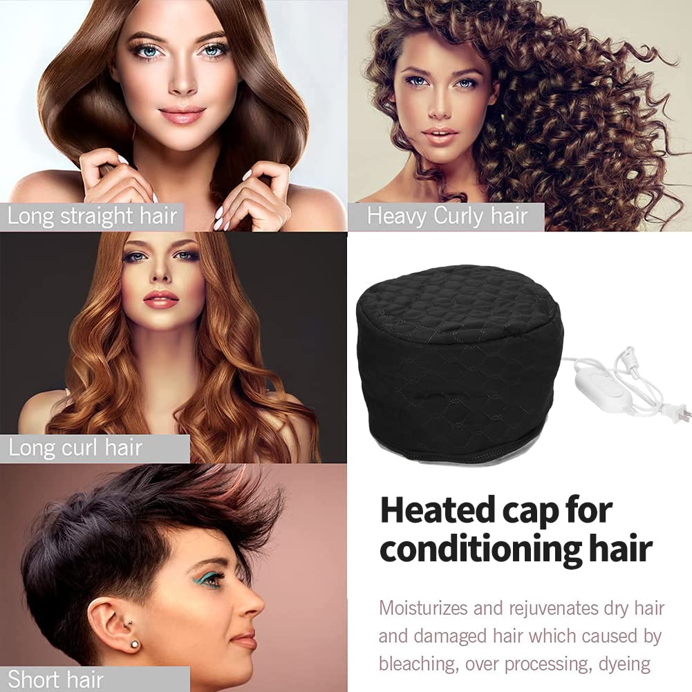 Professional Hair Steamer Cap with Corded Electric Heating - Deep Conditioning Thermal Heat Cap for Hair Care & Hydration | Home Spa Treatment, Salon-Quality Results (US Plug) | Perfect for Dry/Damaged Hair Repair & At-Home Hair Treatments