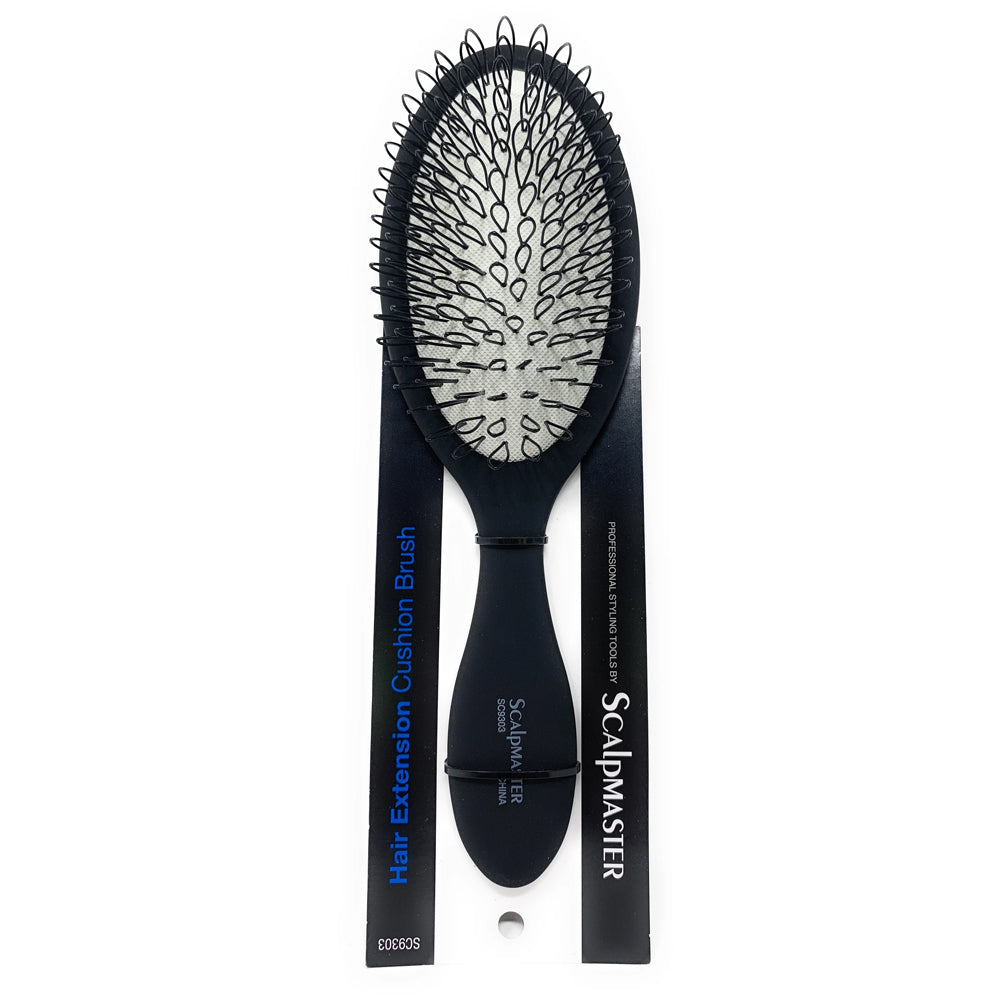 Scalpmaster Hair Extension Oval Cushion Brush - 11 Row Detangling Brush for Extensions & Weaves - Professional Styling Tool for Smooth, Tangle-Free Hair - Perfect for Salons & Home Use (Black, SC9303)