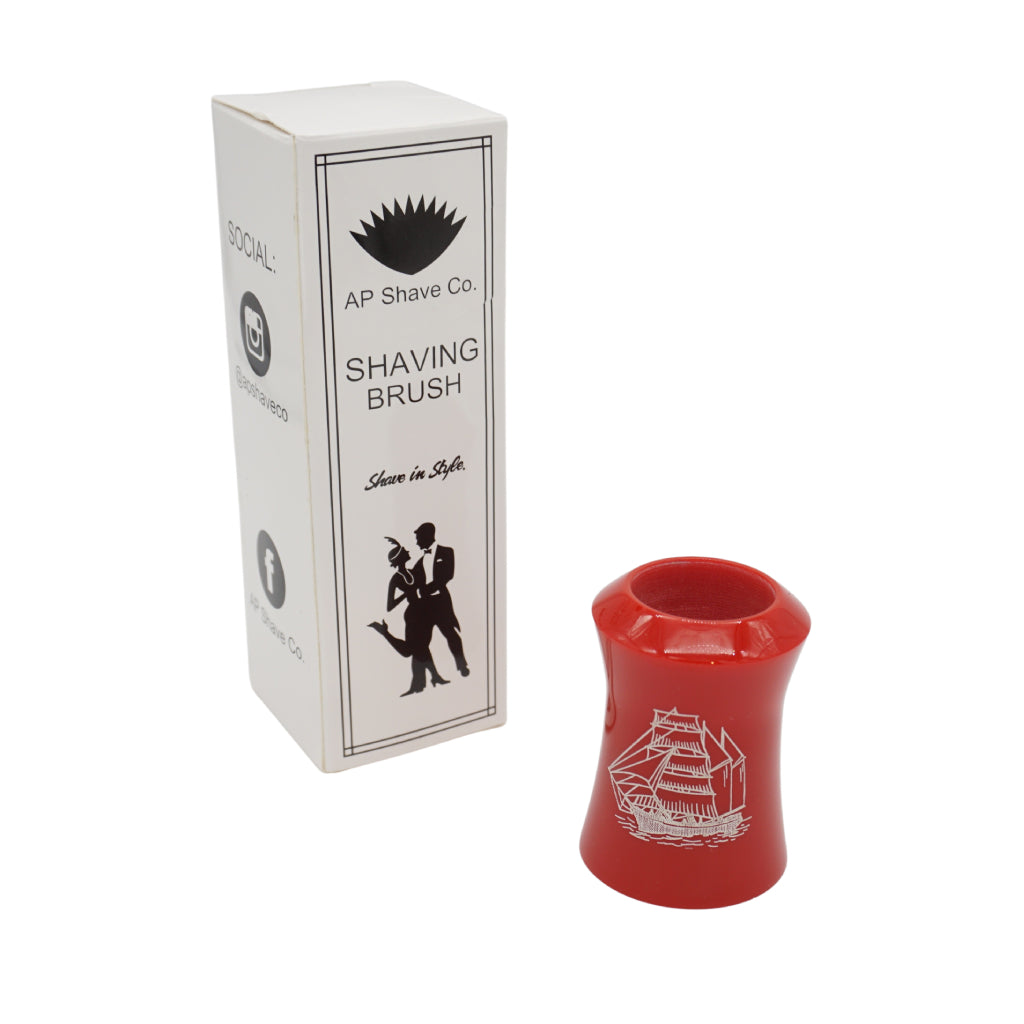 Premium Sea Voyager Etched Series Shaving Brush with Red Handle - Fits 24mm & 26mm Knots - Perfect for Wet Shaving & Beard Grooming at Home