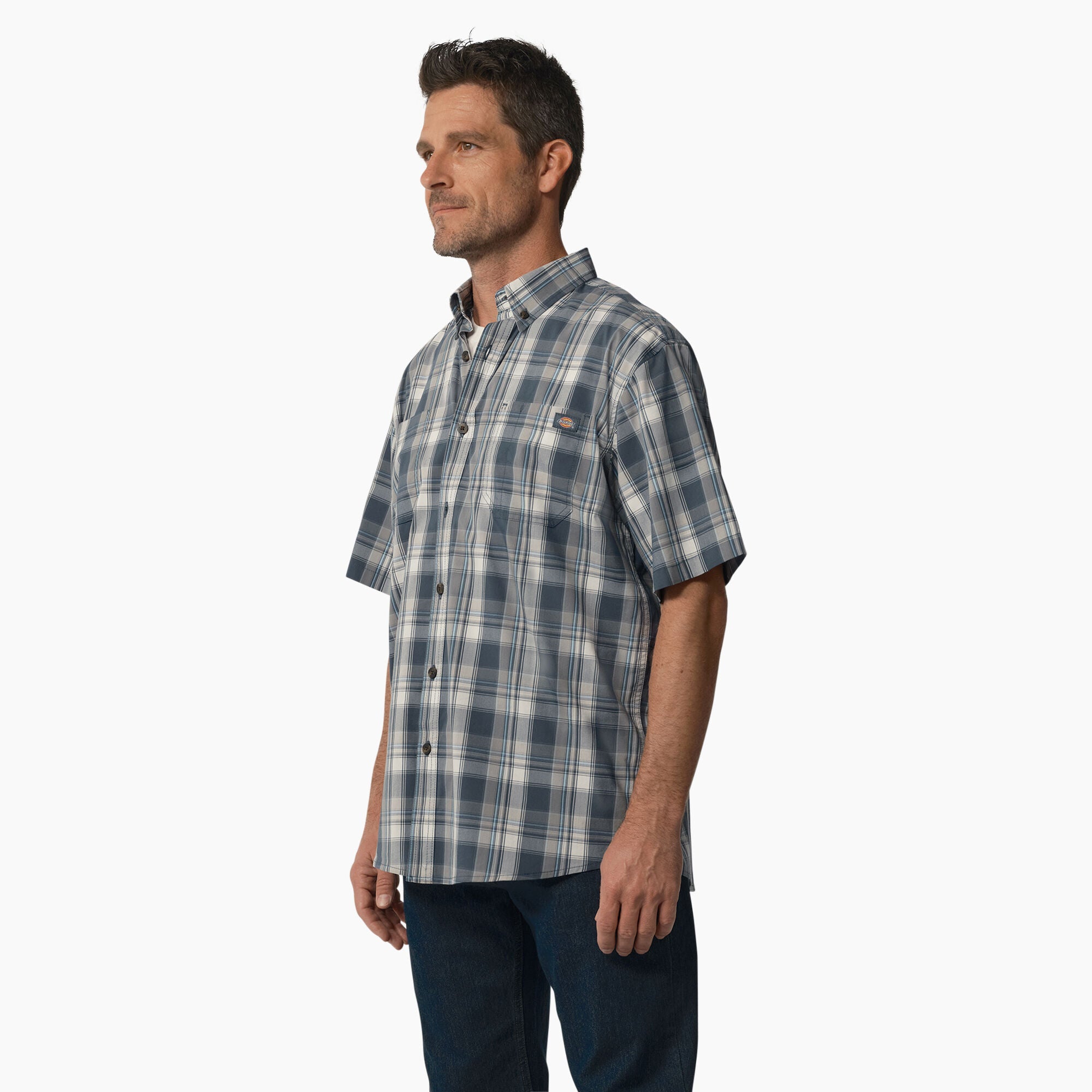 Dickies Men's FLEX Woven Short Sleeve Button Down Shirt - Comfortable Work & Casual Wear for Outdoor Activities & Office