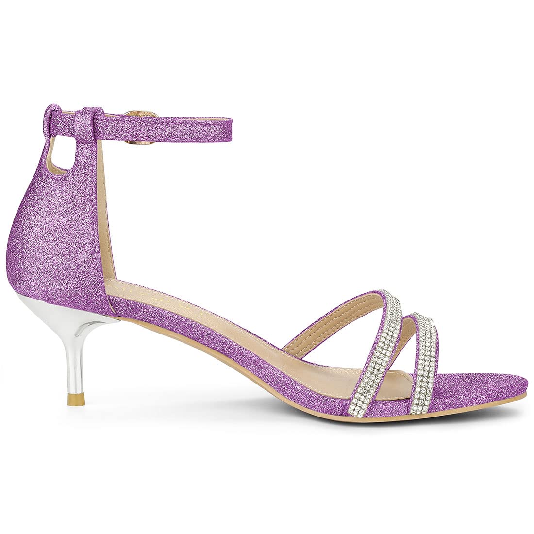Allegra K Women's Glitter Stiletto Kitten Heel Sandals - Elegant Dressy Party Shoes for Weddings, Prom & Evening Events