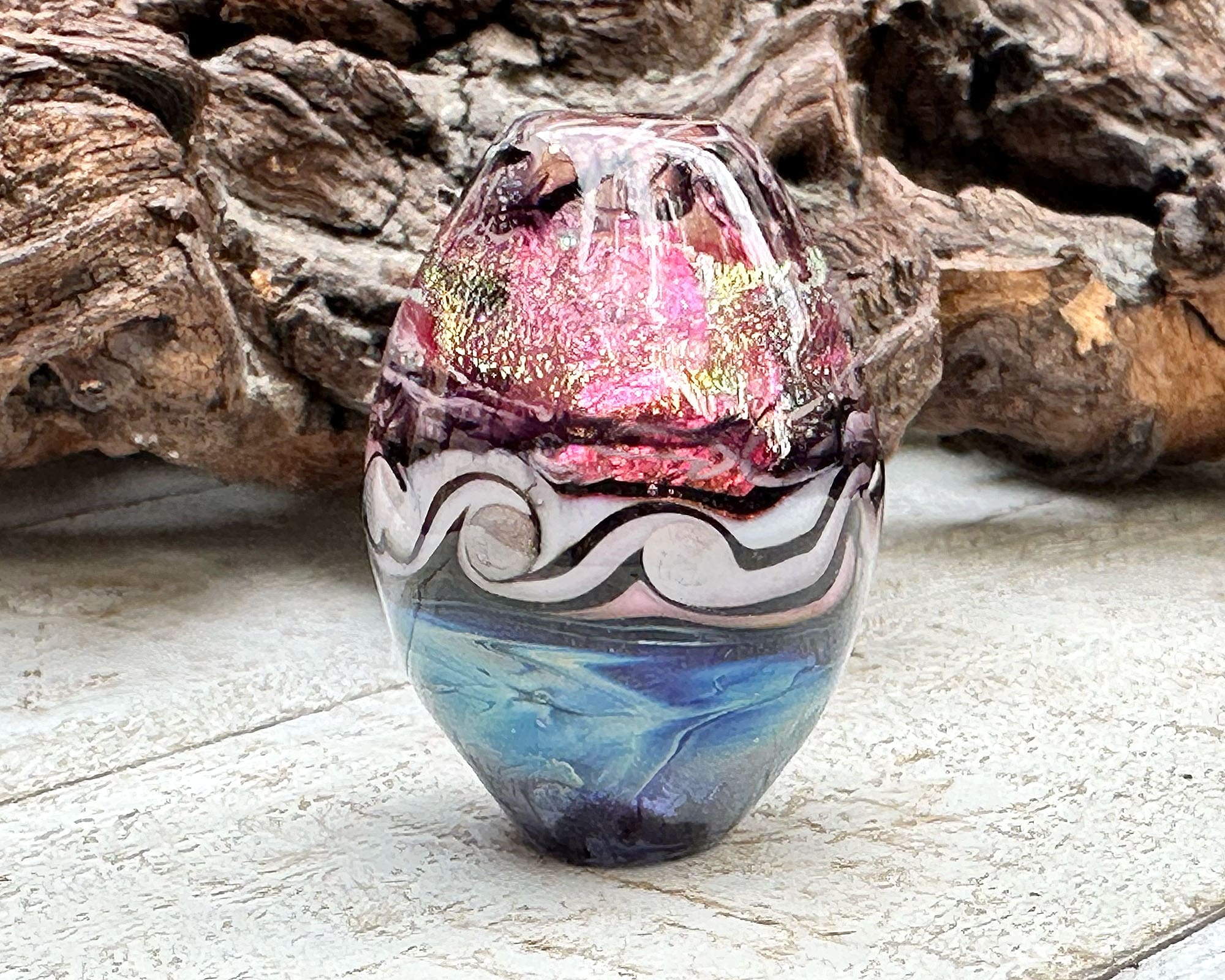 Handmade Magical Twist Lampwork Glass Focal Bead for Jewelry Making - Perfect for Necklaces, Bracelets & DIY Craft Projects
