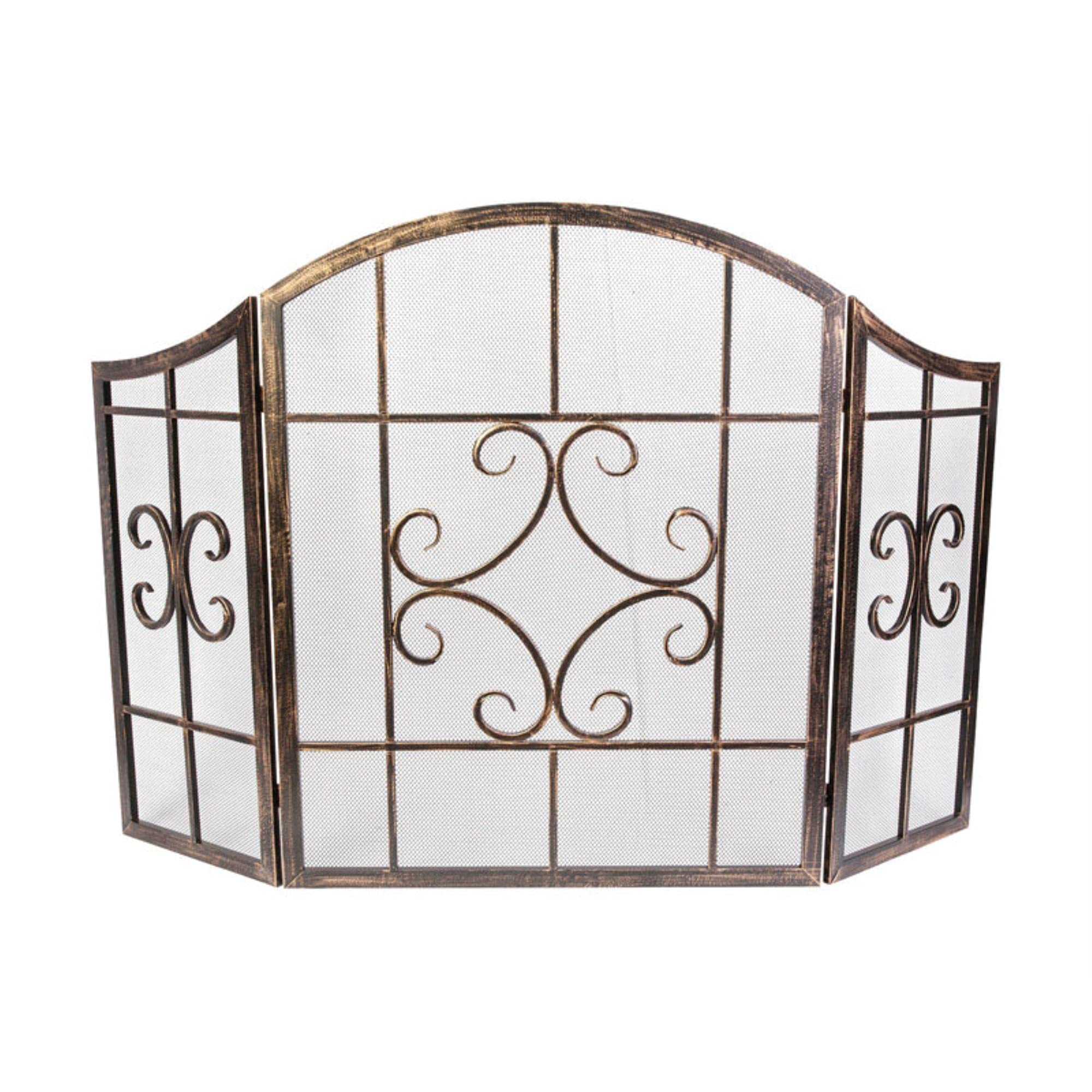 Panacea Products 15955 Natural Organic Bronze Fireplace Screen - Decorative & Functional Fireplace Safety Guard for Living Room, Bedroom, or Patio Use