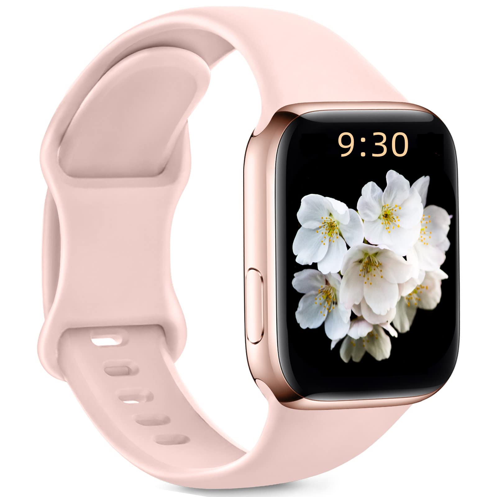 Premium Soft Silicone Sport Watch Bands Compatible with Apple Watch 45mm 44mm 42mm 41mm 40mm 38mm - Durable Replacement Strap for iWatch Series 8/7/6/5/4/3/2/1/SE - Perfect for Running, Gym Workouts & Everyday Wear (Men & Women)