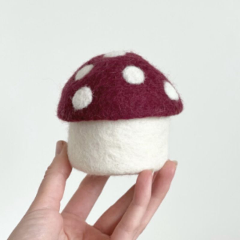 Handmade Felt Toadstool Trinket Box - Cute Mushroom Storage for Jewelry, Rings & Small Treasures - Perfect for Home Decor, Gift Giving & Fairy Garden Accessories