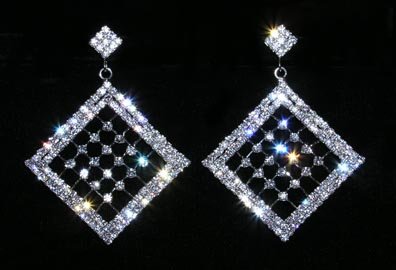 15151 - Drop Diamond Hoop Cage Filled Earrings for Women | Elegant Dangle Earrings for Party, Wedding & Evening Wear | Hypoallergenic Stainless Steel Jewelry Gift