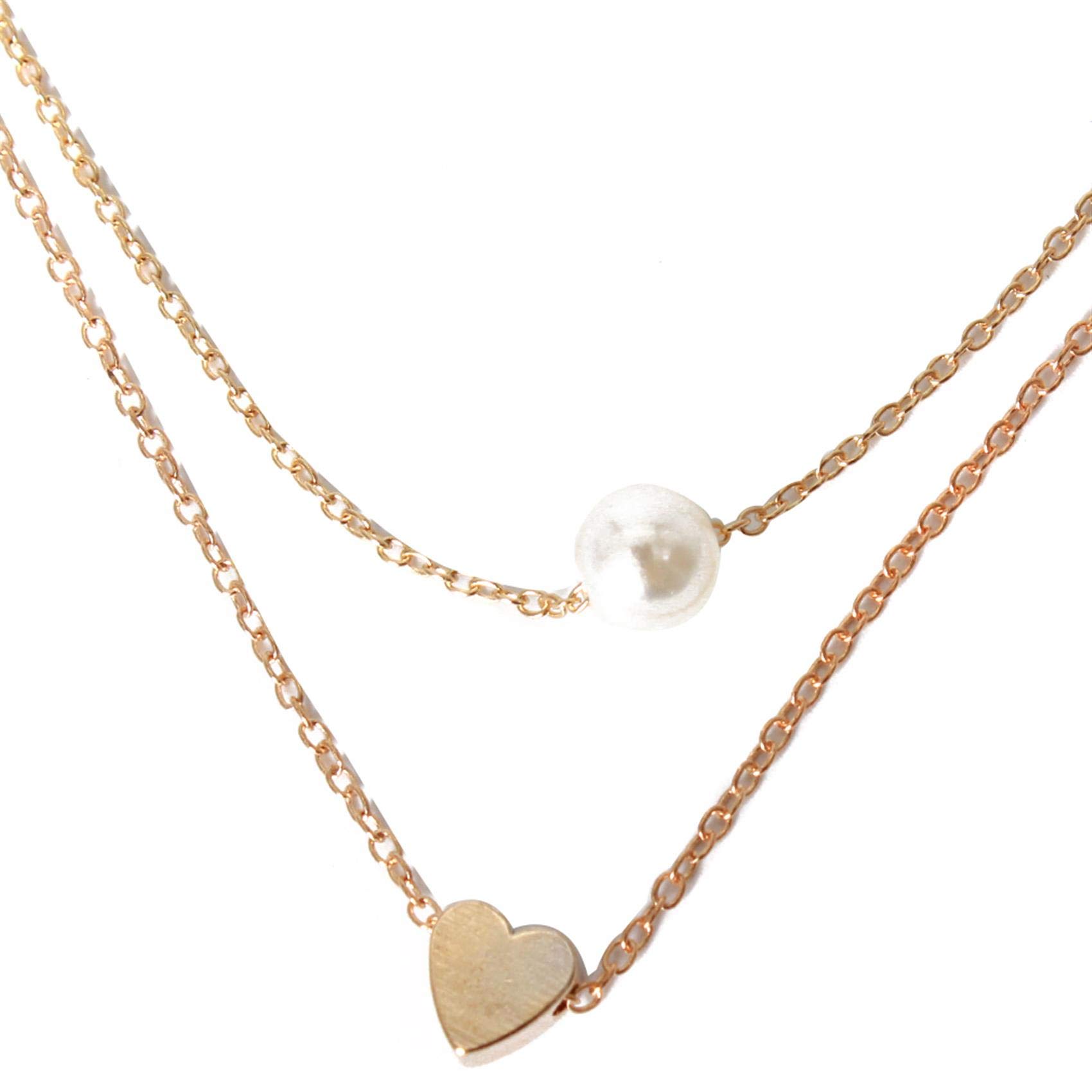 Underleaf Fashion Layered Choker Necklace for Women - Adjustable Y Pendant with Multilayer Pearl Heart Design | Perfect for Date Night, Party Accessories & Everyday Elegance