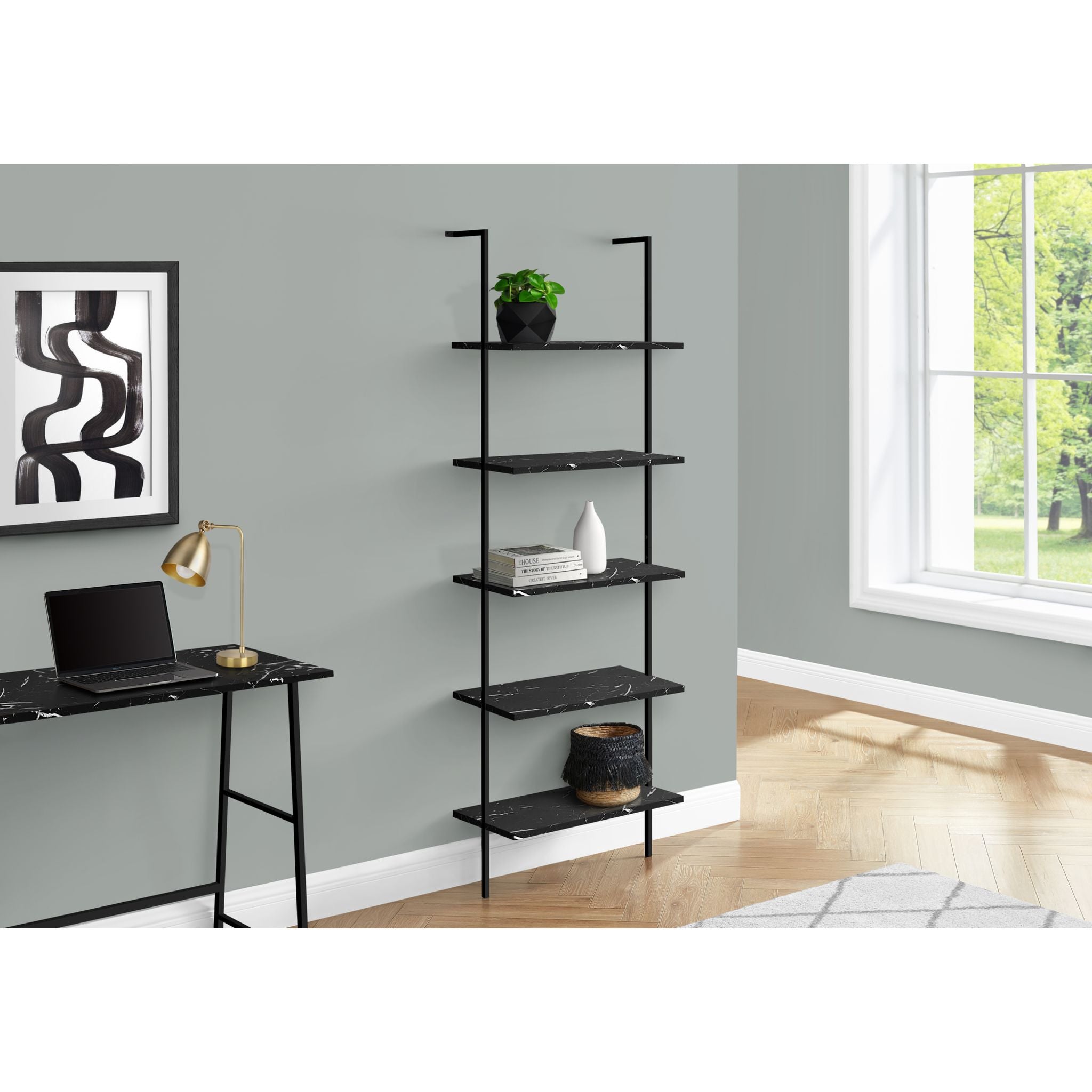 Brea Book Shelf - Brown & Black Wooden Bookshelf for Home, Office & Library - Stylish Storage Solution for Books, Decor & More