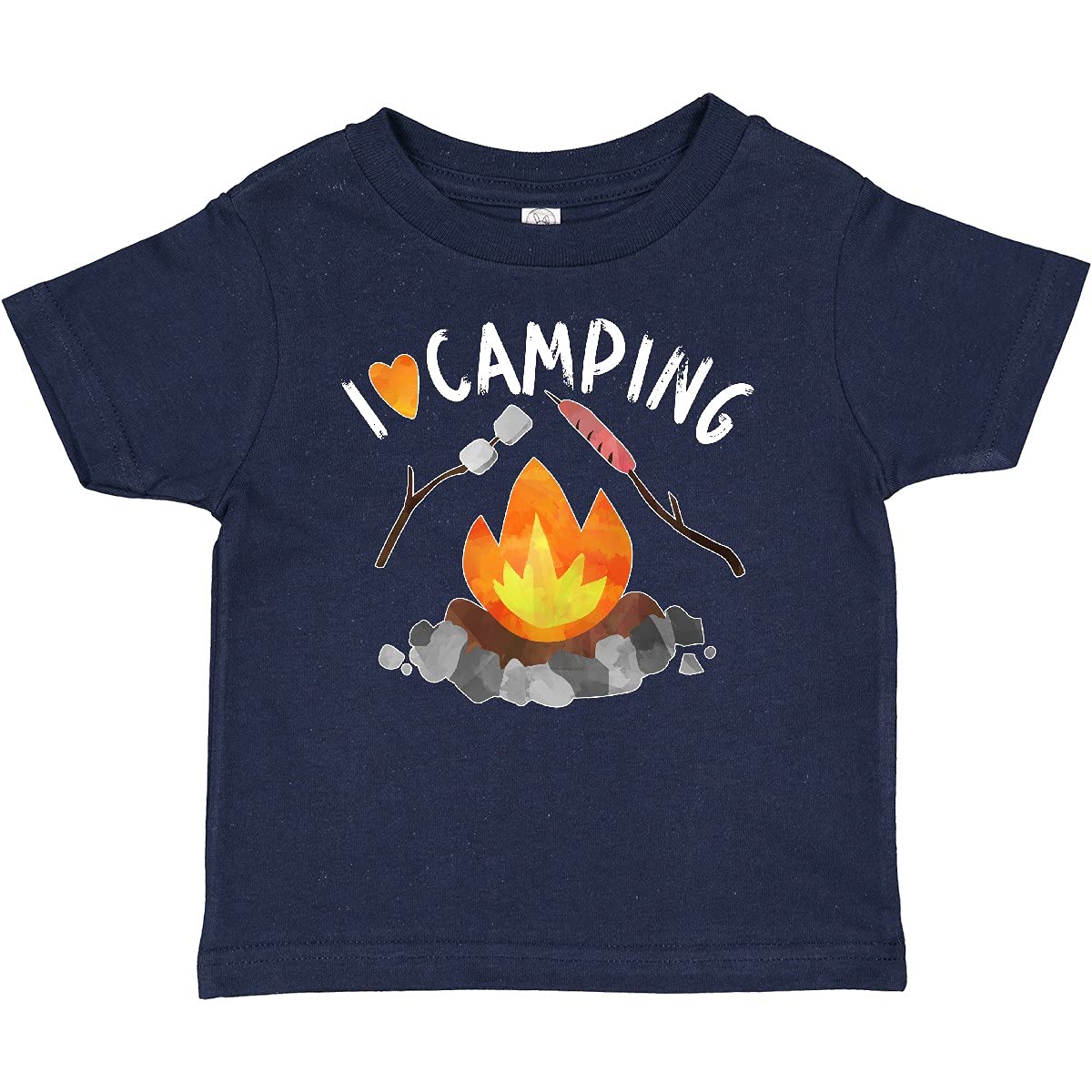 Inktastic I Love Camping Baby T-Shirt - Cute Campfire, Hot Dog & Marshmallows Design for Toddlers | Perfect for Outdoor Adventures, Family Trips & Camping Themed Parties