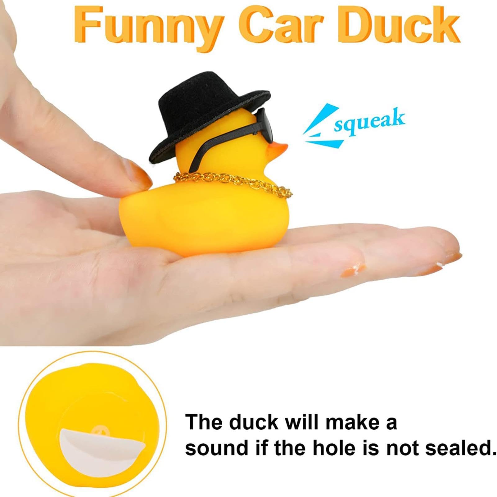 Rubber Duck Crown with Sunglasses - Fun Car Dashboard Decor for Vehicles, Vans & Tables | Cute Compact Duckling Toy with Secure Locking Cap - Perfect for Gifts, Office Decor & Road Trip Accessories