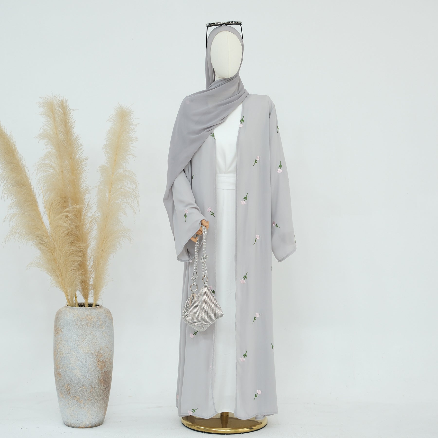 Elegant Floral Embroidery Cardigan Robe for Women - Soft Kimono Cover Up for Lounge, Beach & Home Wear