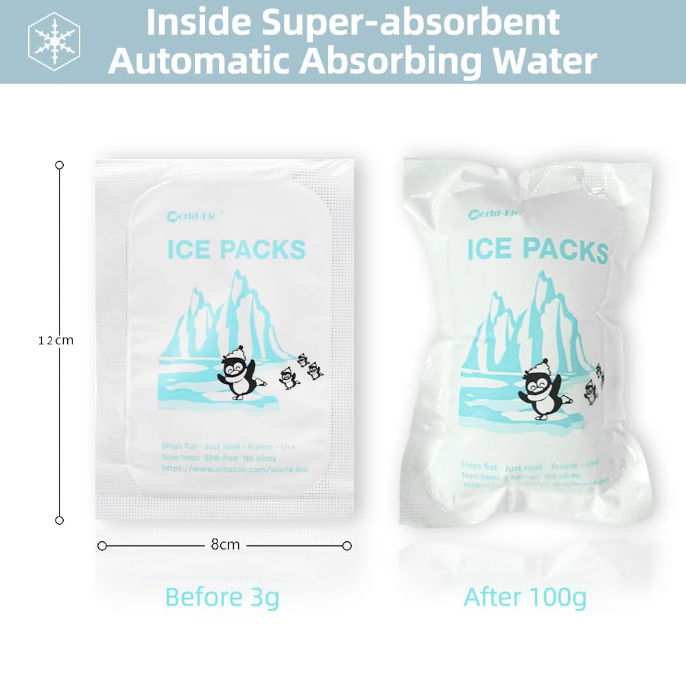 Reusable Dry Ice Packs for Shipping - 48 Pack Bulk Frozen Food Cooler Ice Sheets | Long Lasting Cold Packs for Food & Drinks | Perfect for Meal Prep, Camping & Grocery Delivery