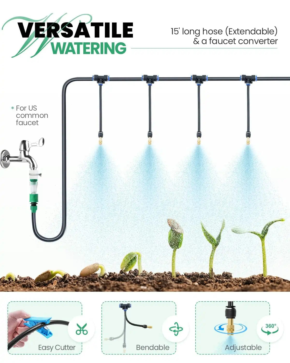 15' x 6.6' x 6.6' Walk-in Greenhouse Kit with Sturdy Frame & UV Protection - Perfect for Backyard Gardening, Plant Growing & Seed Starting