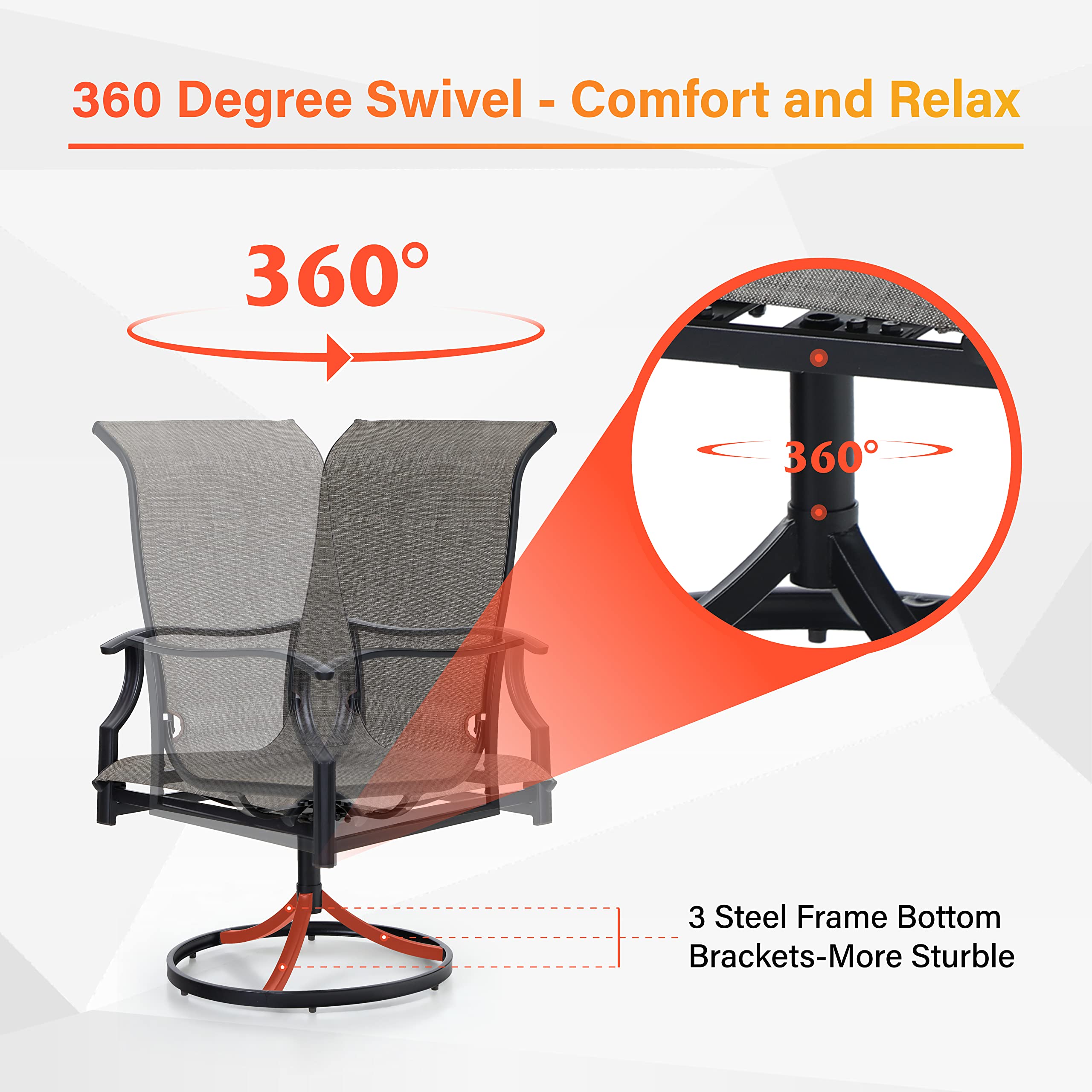 4-Piece Outdoor Swivel Dining Chair Set - High Back Patio Chairs with Durable Textilene Mesh Fabric, All-Weather Garden Furniture for Porch, Balcony, Backyard & Deck - Perfect for Outdoor Entertaining & Relaxation