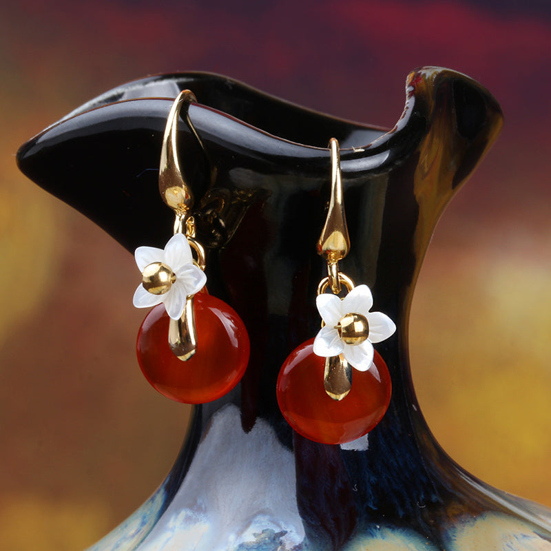 Handmade Red Agate Drop Dangle Earrings for Women | Natural Stone Jewelry | Perfect for Parties, Weddings & Everyday Wear