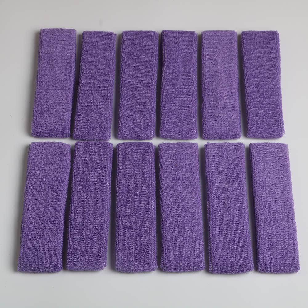 12 Pack Cotton Sweatband Headbands - Stretchy Elastic Terry Cloth Sports Head Wraps for Yoga, Workout, Fitness & Basketball - Perfect for Gym, Running, Tennis & Outdoor Activities