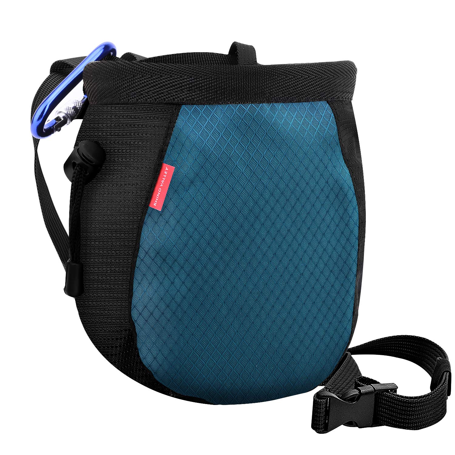 **Rhino Valley No Leak Climbing Chalk Bag with Adjustable Belt, Carabiner Clip & Zippered Pockets – Perfect for Rock Climbing, Bouldering, CrossFit, Weightlifting & Gymnastics – Stay Grippy & Secure During Workouts**