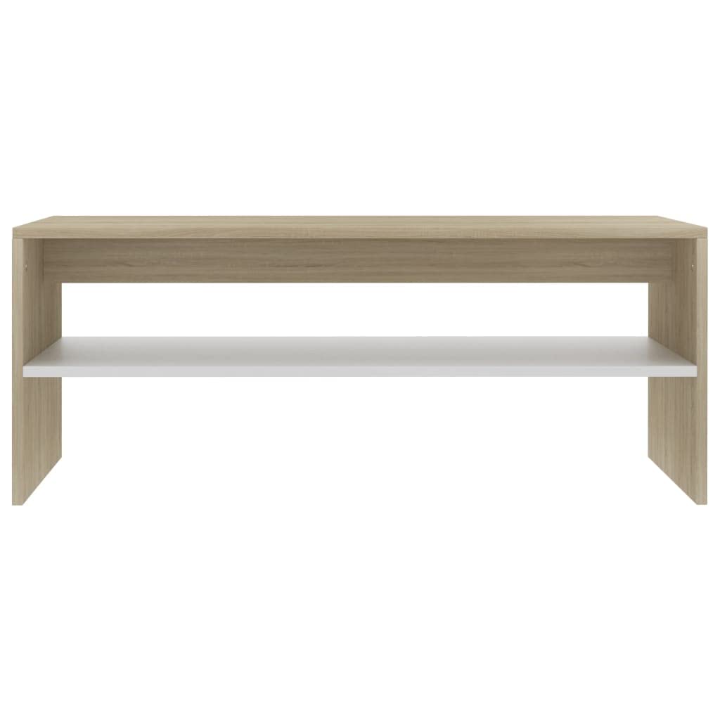 vidaXL Coffee Table with Shelf - Elegant Engineered Wood Living Room Centerpiece in White & Sonoma Oak - Durable & Multifunctional for Home Decor, Entertaining & Storage | Perfect for Small Spaces, Apartments & Modern Interiors