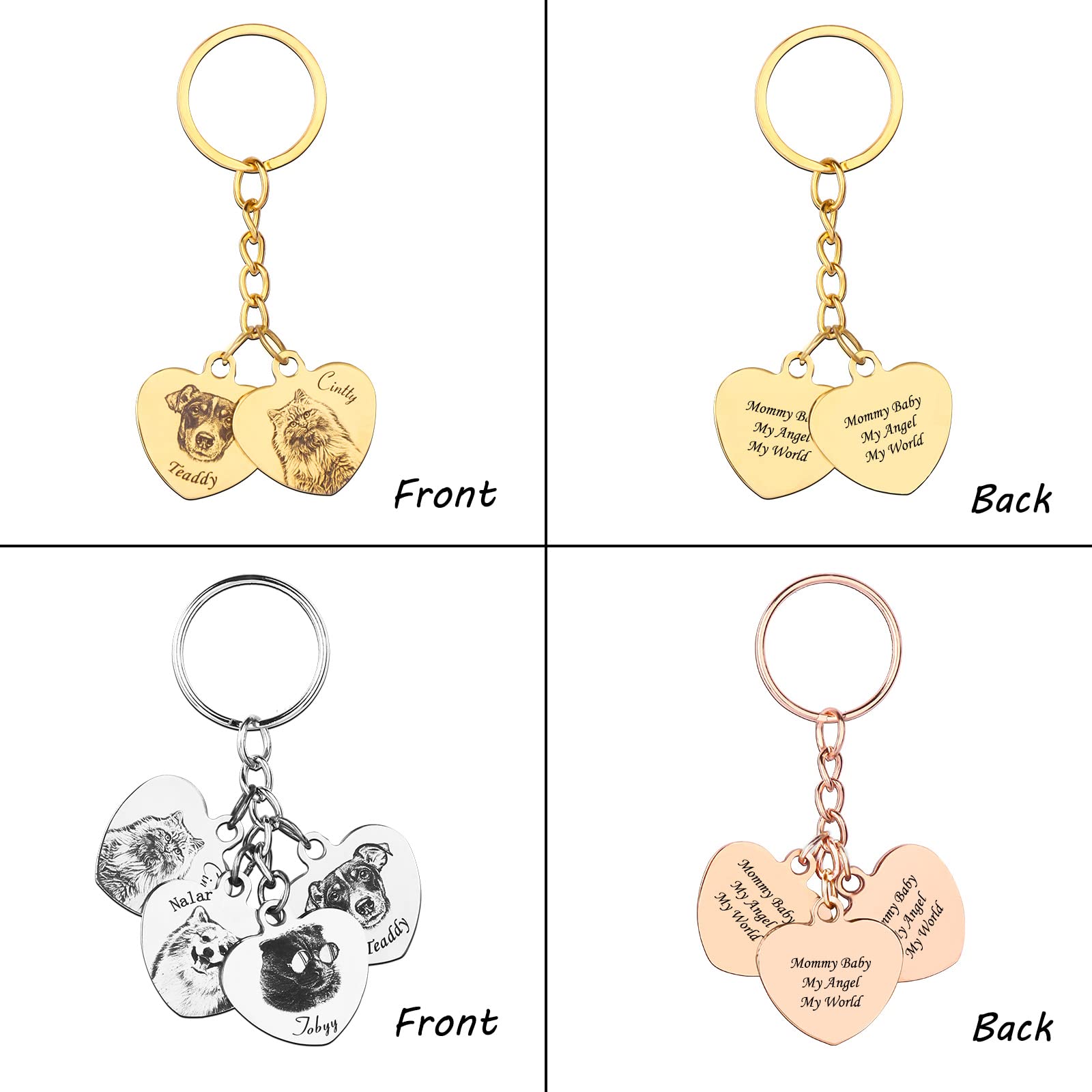 **Personalized Dog Keychain with Heart Photo Engraving - Custom Pet Memorial Gift for Dog Moms & Animal Lovers - Perfect for Keyrings, Backpacks, and Keepsakes**