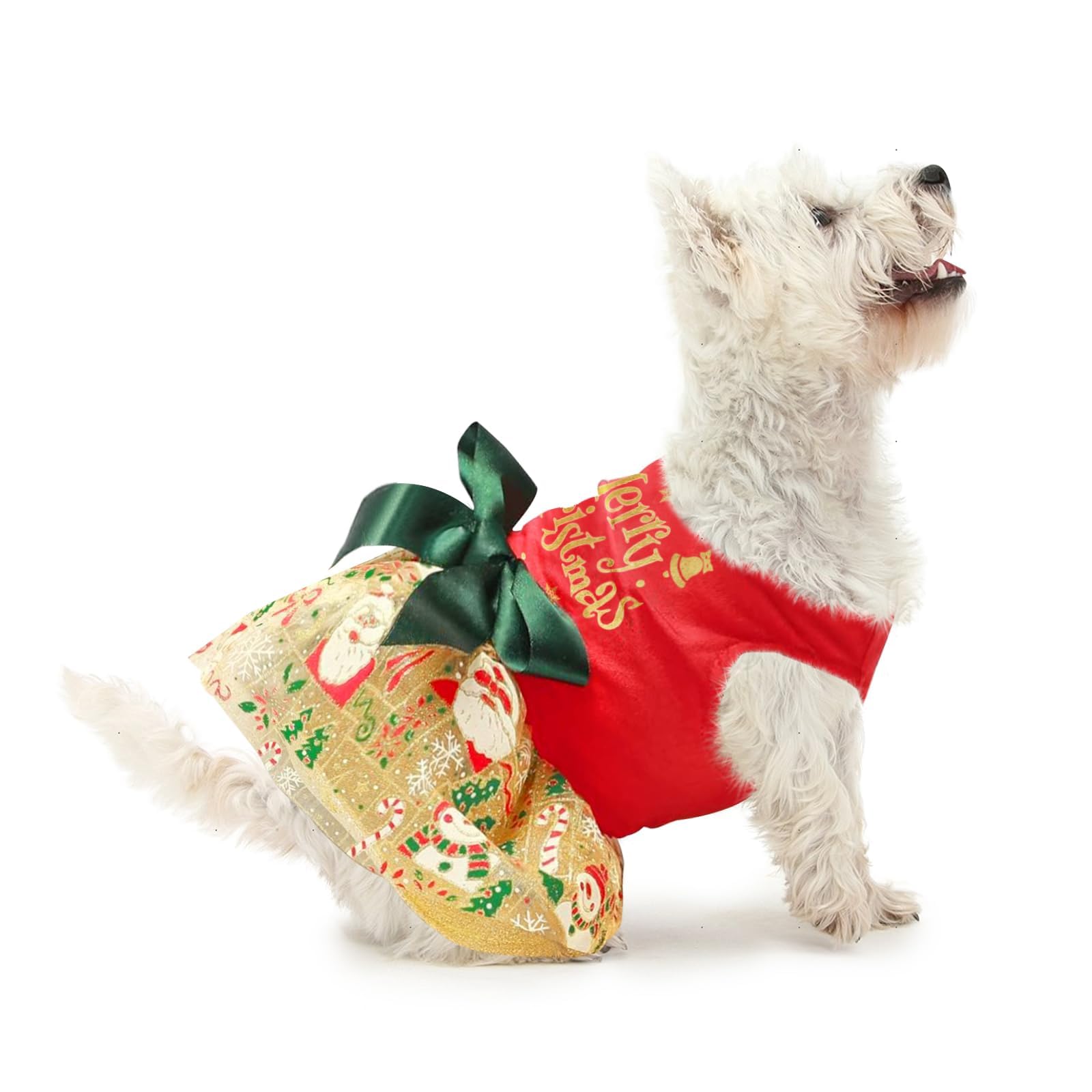 Festive Christmas Dog Dress - Red Tulle Puppy Skirt Holiday Outfit for Small Dogs & Cats | Xmas Pet Apparel for Parties & Family Photos (Large Size)
