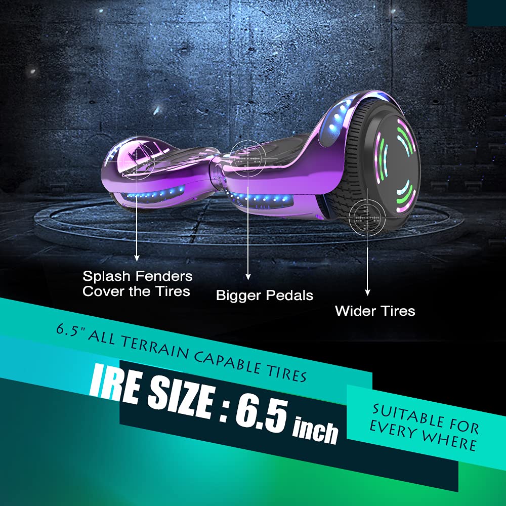 Certified HS2.01 Hoverboard with Bluetooth, LED Lights & Flash Wheels - Self Balancing Electric Scooter for Kids & Adults - Perfect for Commuting, Fun Rides & Outdoor Adventures