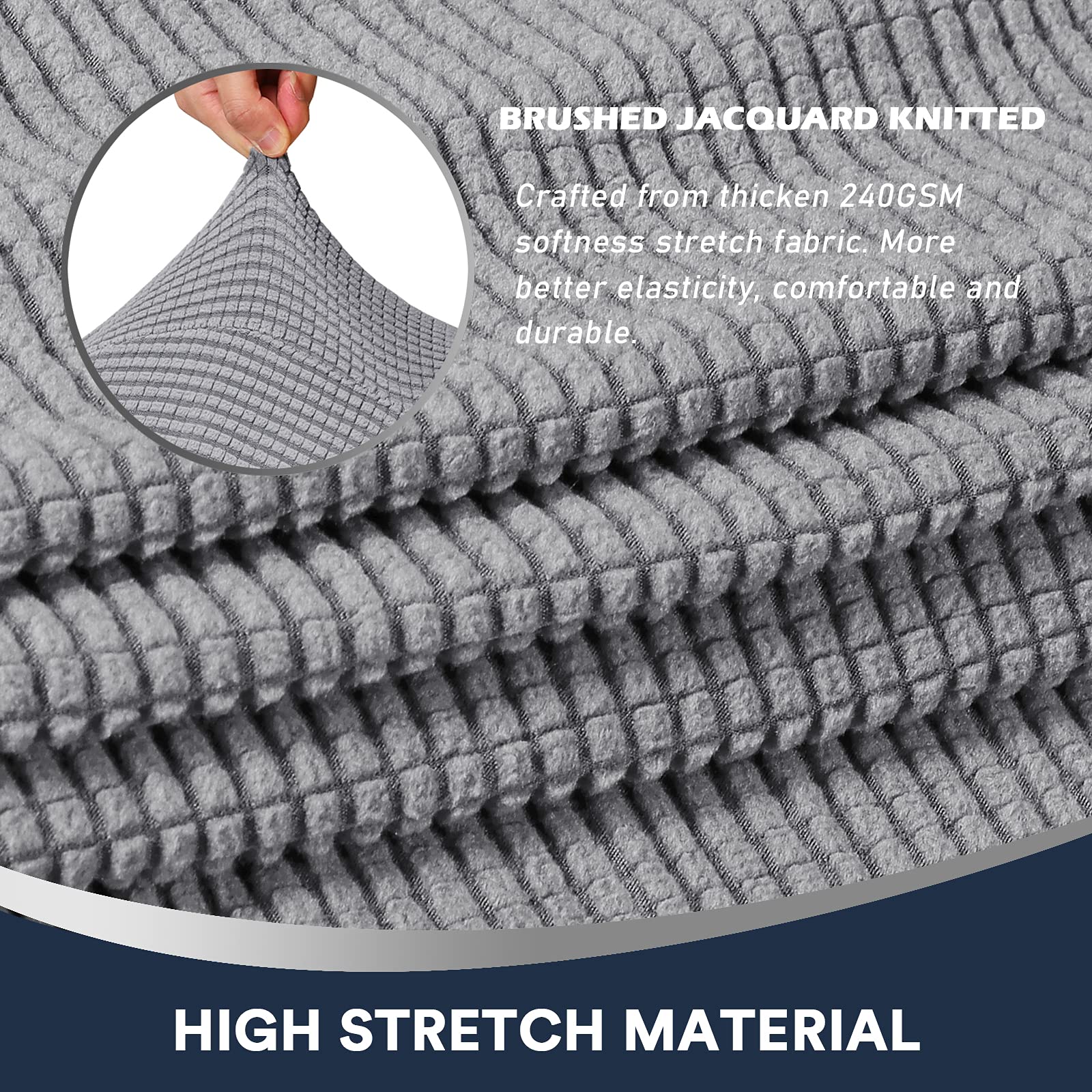 **Stretch Sofa Armrest Covers - Spandex Jacquard Anti-Slip Arm Protectors for Chairs, Sofas & Recliners (Set of 2, Light Grey) - Perfect for Home, Office & Pet Protection**