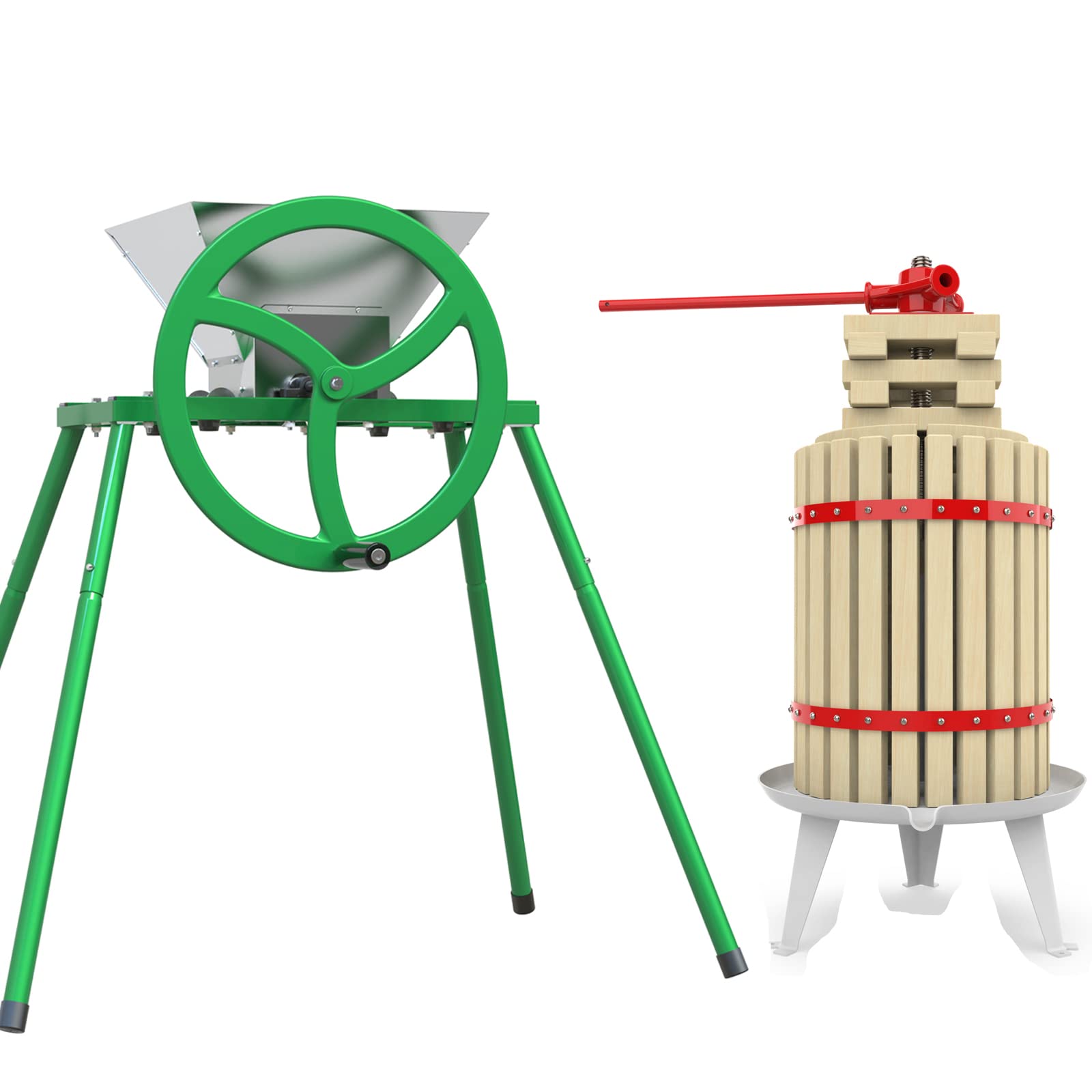 4.75 Gallon Fruit Wine Press & 7L Apple Crusher with Stand - Manual Juicer Grinder for Homemade Wine, Cider, Juice Making | Perfect for Home Brewing, Vineyard Harvesting & DIY Fruit Processing