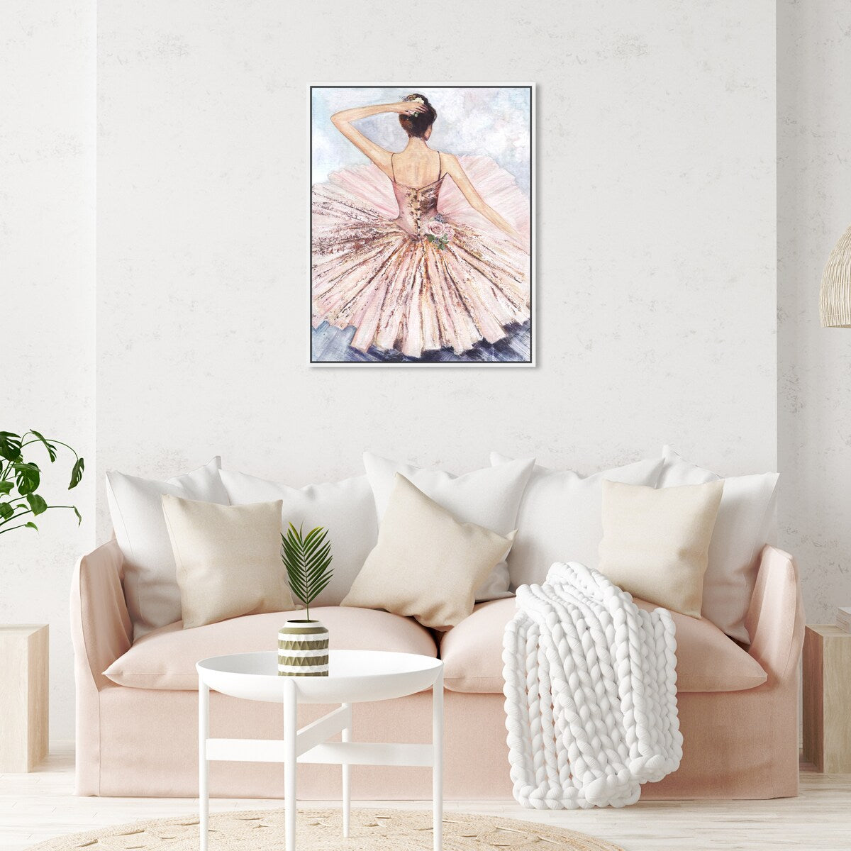 Ballet Dancer Tutu Glam Pink Framed Canvas Wall Art Print - Elegant Roses Inspired by Ballet - Perfect for Living Room, Bedroom & Dance Studio Decor