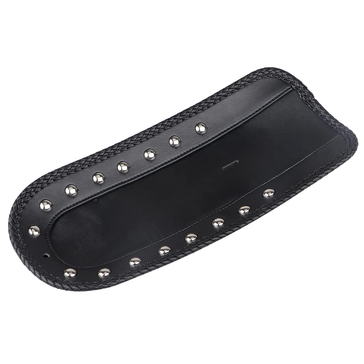 **Black Studded Fender Bib Leather Cover for Harley Davidson Fat Boy Softail Heritage Classic Slim FLSL 2018-2020 - Solo Seat Accessory for Motorcycle Customization & Biker Style**