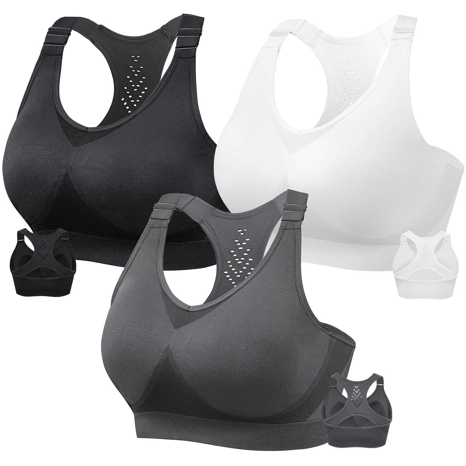FITTIN Padded Sports Bras for Women - Seamless Workout Bras for Yoga & Gym