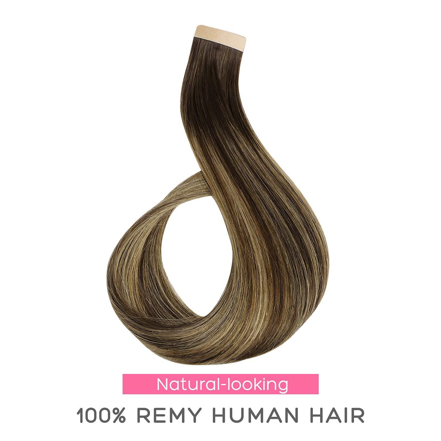 Marat Tape in Hair Extensions 14 Inch - Balayage Chocolate Brown to Caramel Blonde 50g Real Human Hair, Natural Straight Tape-In Extensions for Volume & Length | Perfect for Weddings, Parties & Daily Styling