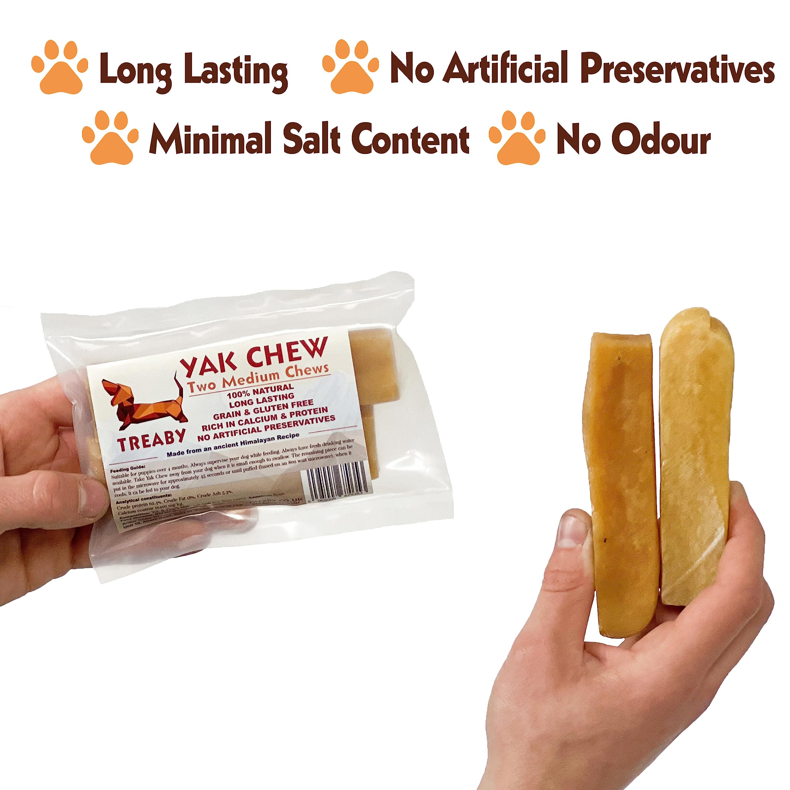 Treaby Himalayan Yak Chews for Dogs & Puppies - Natural Yak Milk Dental Sticks for Teeth Cleaning & Bone Health - Long Lasting Dog Treats for Aggressive Chewers - Perfect for Training, Teething & Dental Care