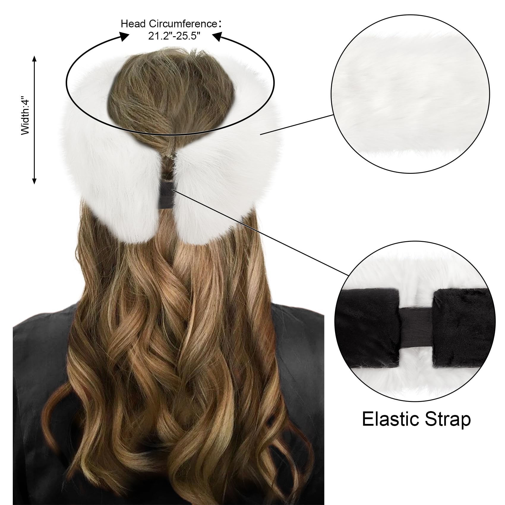 Loritta Women's Winter Headbands - Soft Faux Fur Ear Warmers, Stretchy Elastic Headband for Cold Weather, Cozy Furry Ear Muffs for Outdoor Activities, Skiing, Snowboarding & Winter Fashion