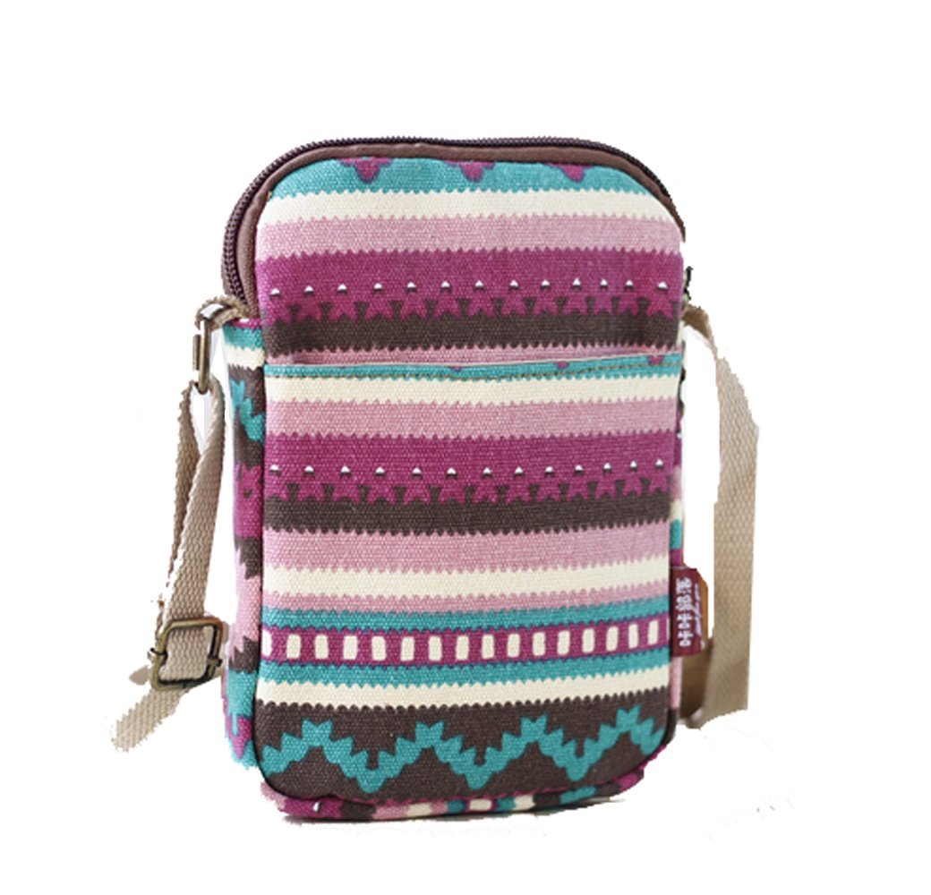 Mini Canvas Flower Shoulder Crossbody Bag - Small Travel Purse & Cellphone Wallet for Women, Girls - Perfect for Shopping, Travel, and Everyday Use
