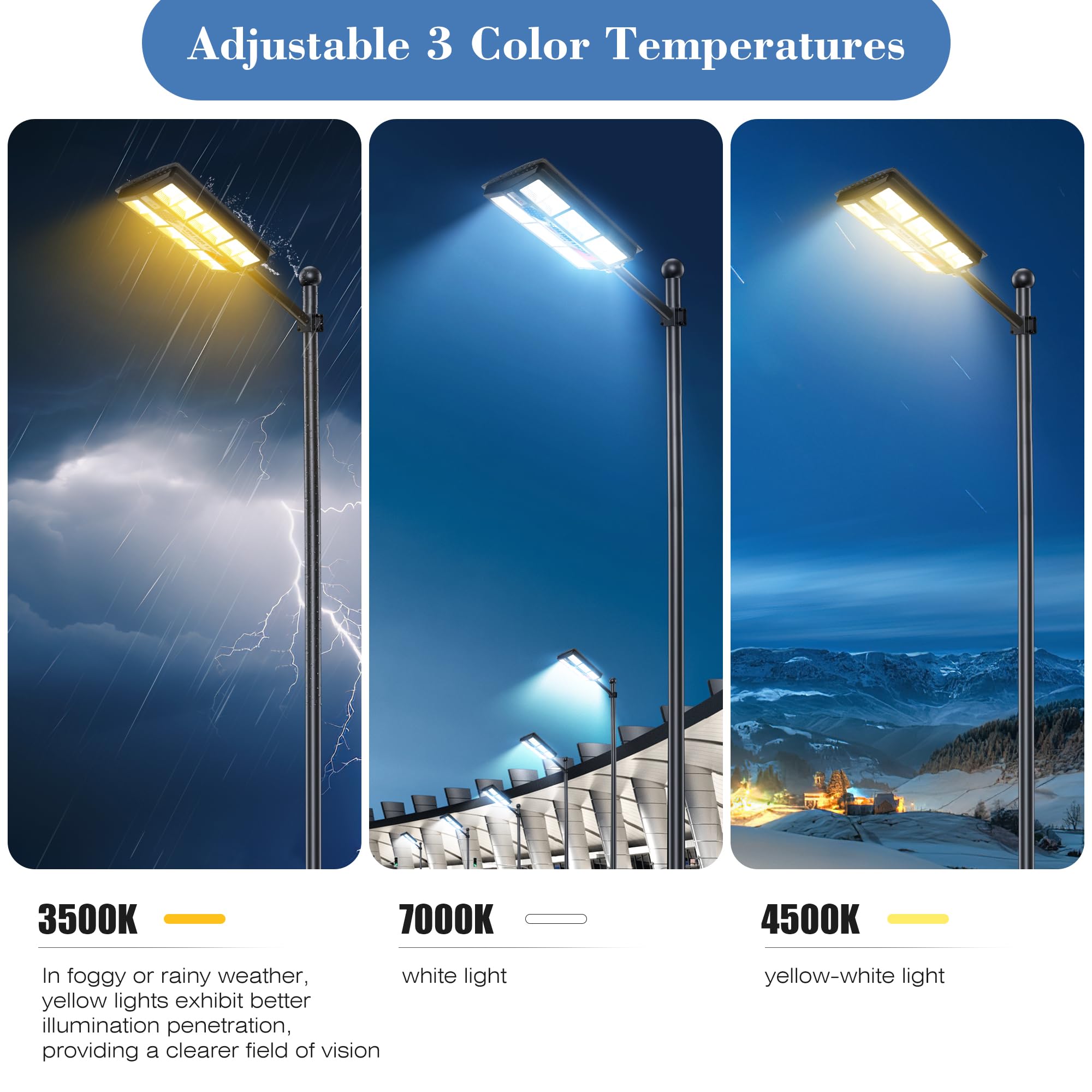 3800W Solar Street Lights Outdoor Waterproof - Wide Angle Solar Powered Parking Lot Lights with Dusk to Dawn & Motion Sensor for Yard, Garden, Pathway (2 Pack) - Energy Efficient Outdoor Lighting Solution