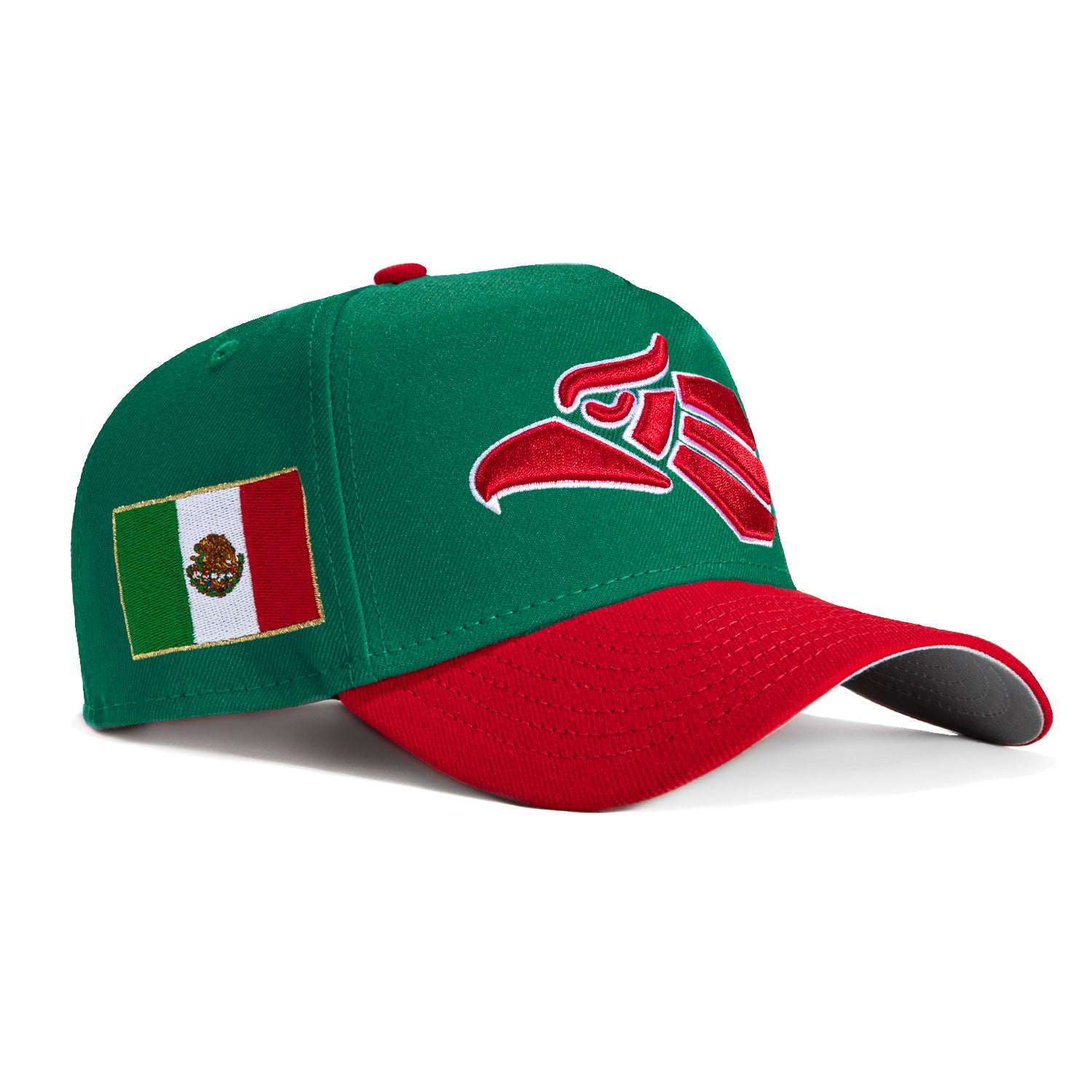 47 Brand Mexico Bird Flag Patch MVP Snapback Hat - Adjustable Baseball Cap for Men & Women - Perfect for Sports, Casual Wear & Patriotic Events (Kelly Green/Red)