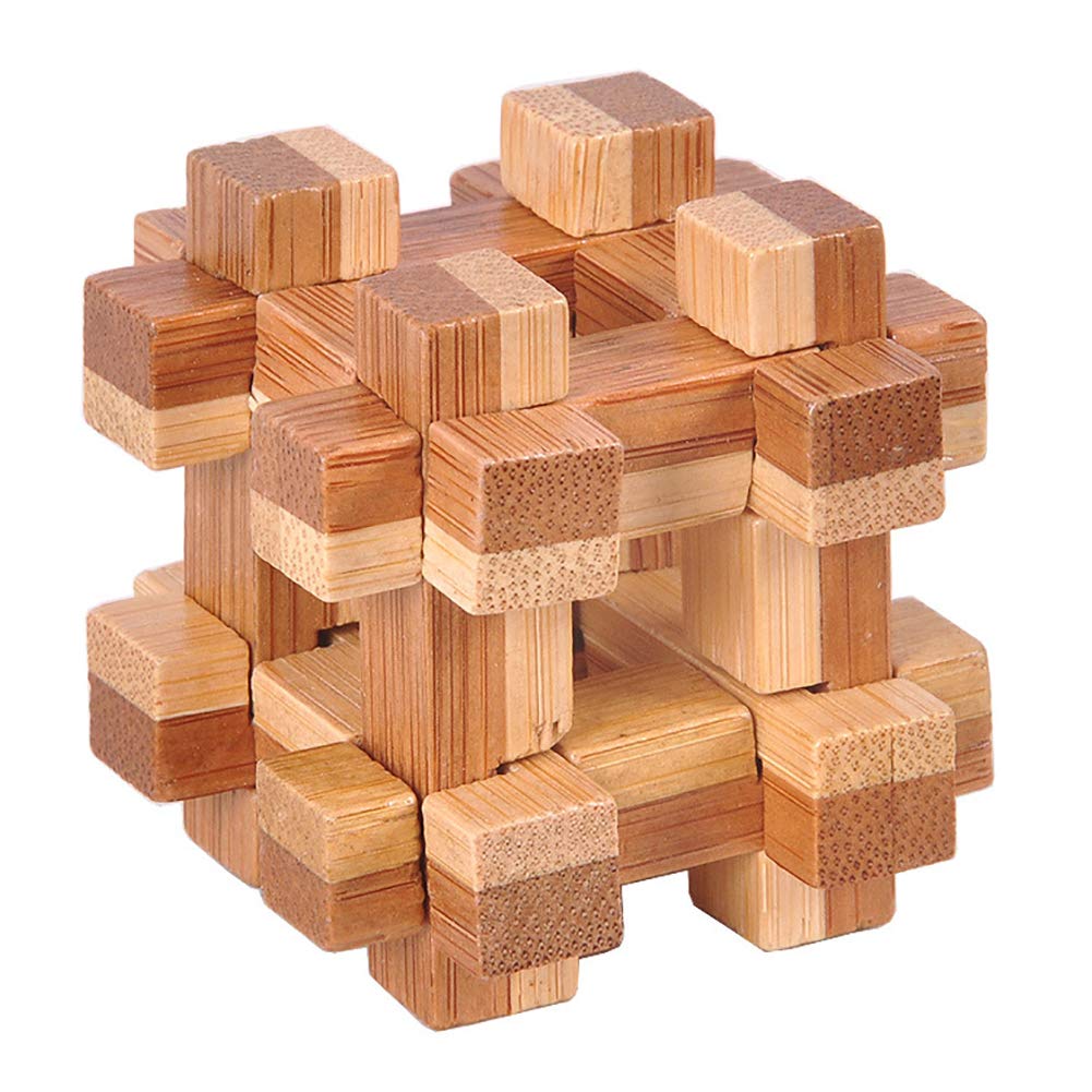 3D Bamboo Wooden Puzzle - Brain Teaser Toy for Kids & Adults | STEM Learning Game