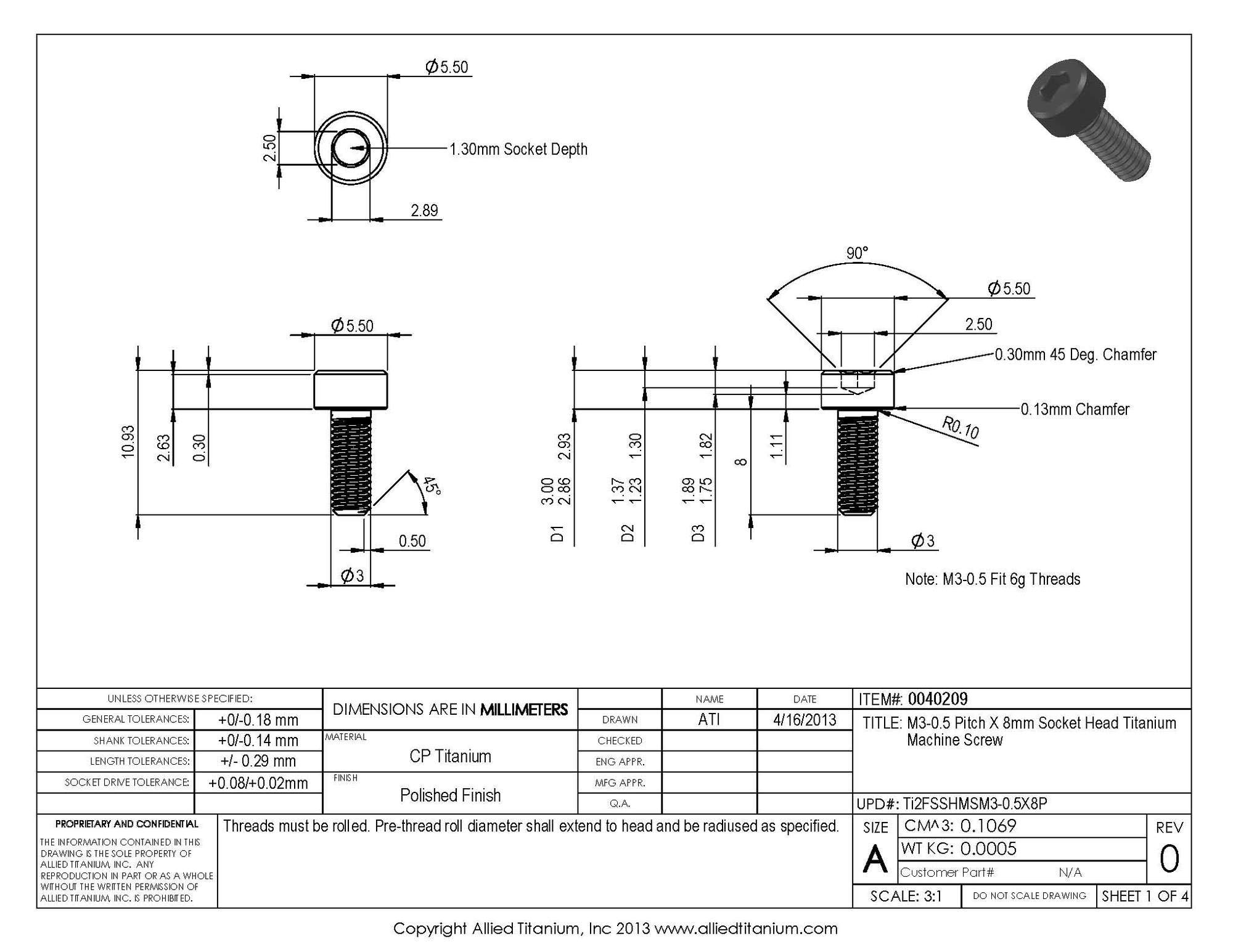 10-Pack M3-0.5 x 8mm Socket Head Cap Screws, Grade 2 (CP) - Perfect for Electronics, DIY Projects & Machinery Assembly