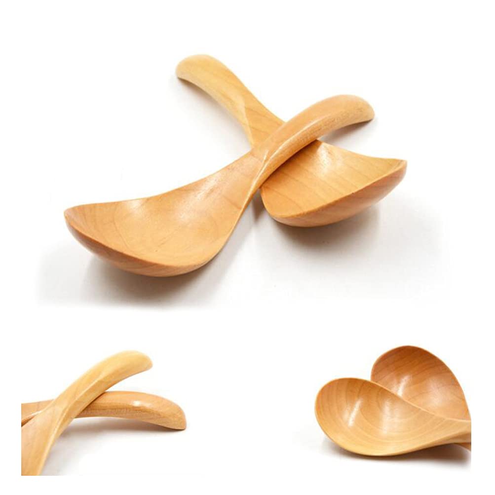 DOITOOL 2-Pack Wooden Kitchen Spoons - Rice Cooker Spoon & Soup Ladle Set - Natural Wooden Utensils for Cooking, Stirring, Serving - Perfect for Rice, Soup, Dessert & Ceramic Cookware - Essential Home Kitchen Supplies & Cooking Accessories