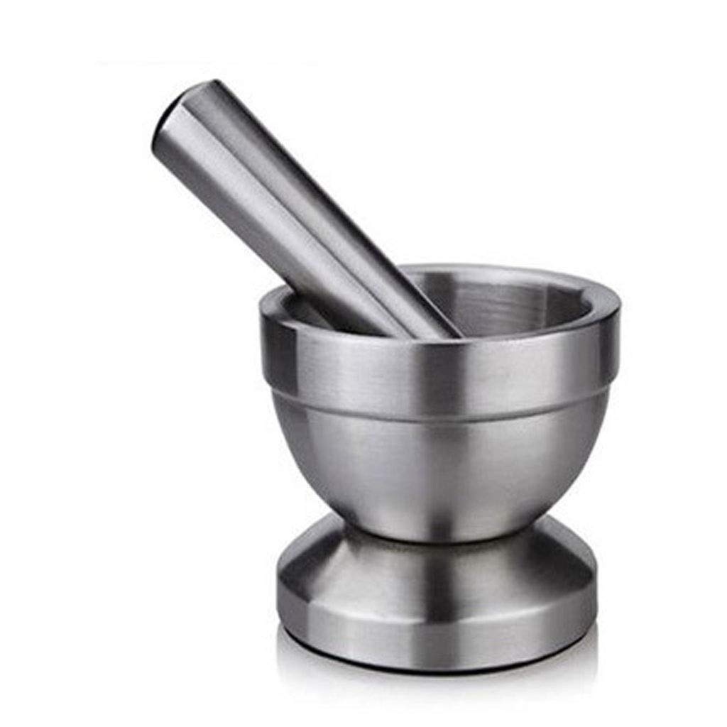 Premium Stainless Steel Mortar and Pestle Set - 100mm Brushed Metal Spice Grinder for Herbs, Seeds & Pills | Perfect for Kitchen, Pharmacy & DIY Essential Oils
