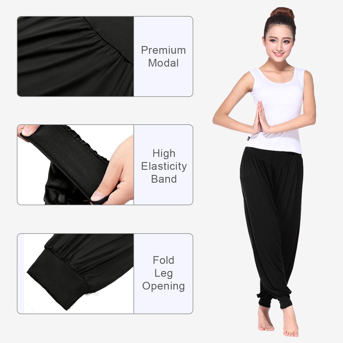 BeautyWill Women's High Waist Harem Yoga Pants - Soft Modal Loose Fit Workout & Pilates Pants for Casual Wear, Lounge & Exercise - Perfect for Yoga, Gym, Travel & Relaxation at Home