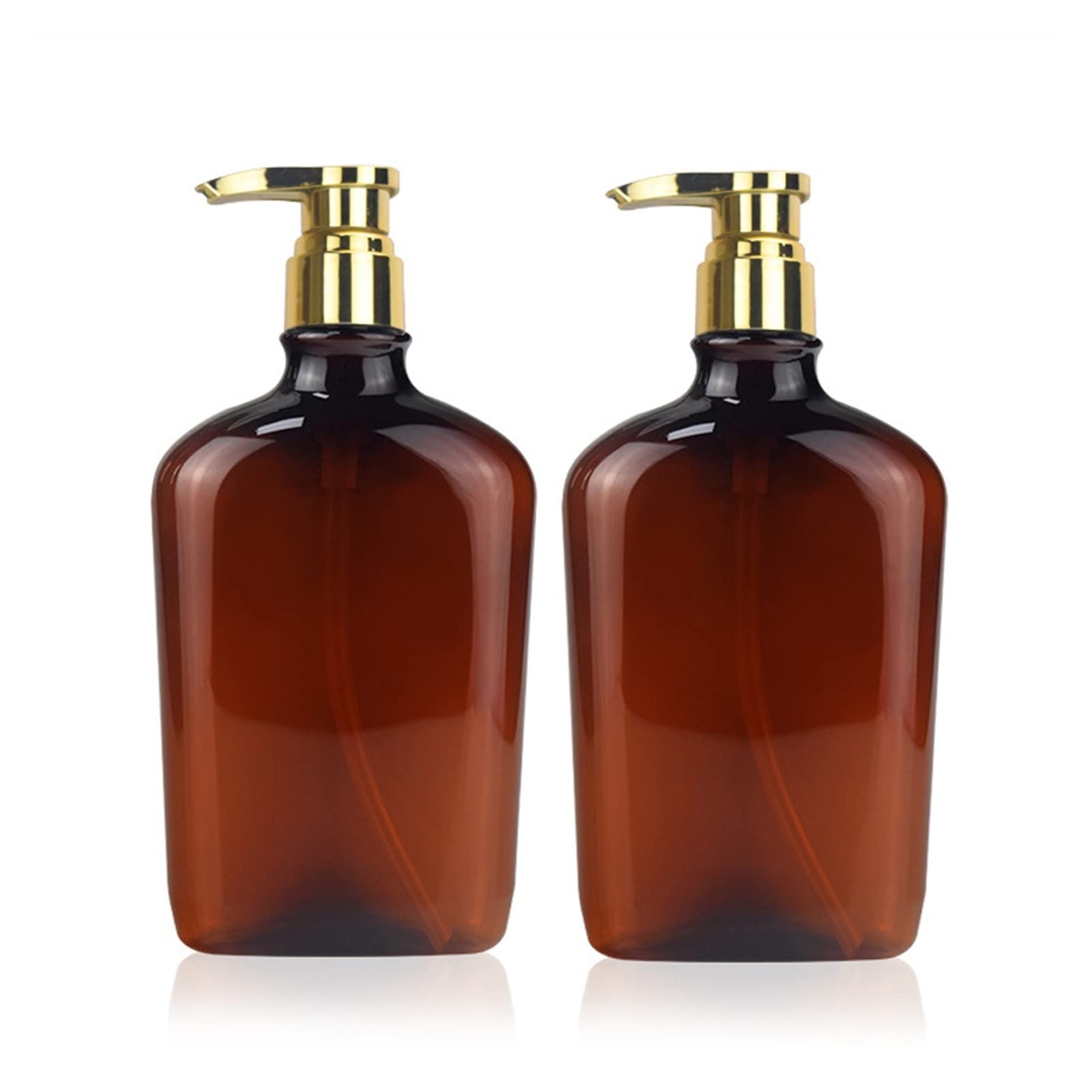 YUXI8541NO 500ml Refillable Soap Dispenser - Flat Countertop Bottle for Liquid Soap, Lotion, Shampoo & Conditioner (2-Pack) | Perfect for Kitchen, Bathroom & Salon Use