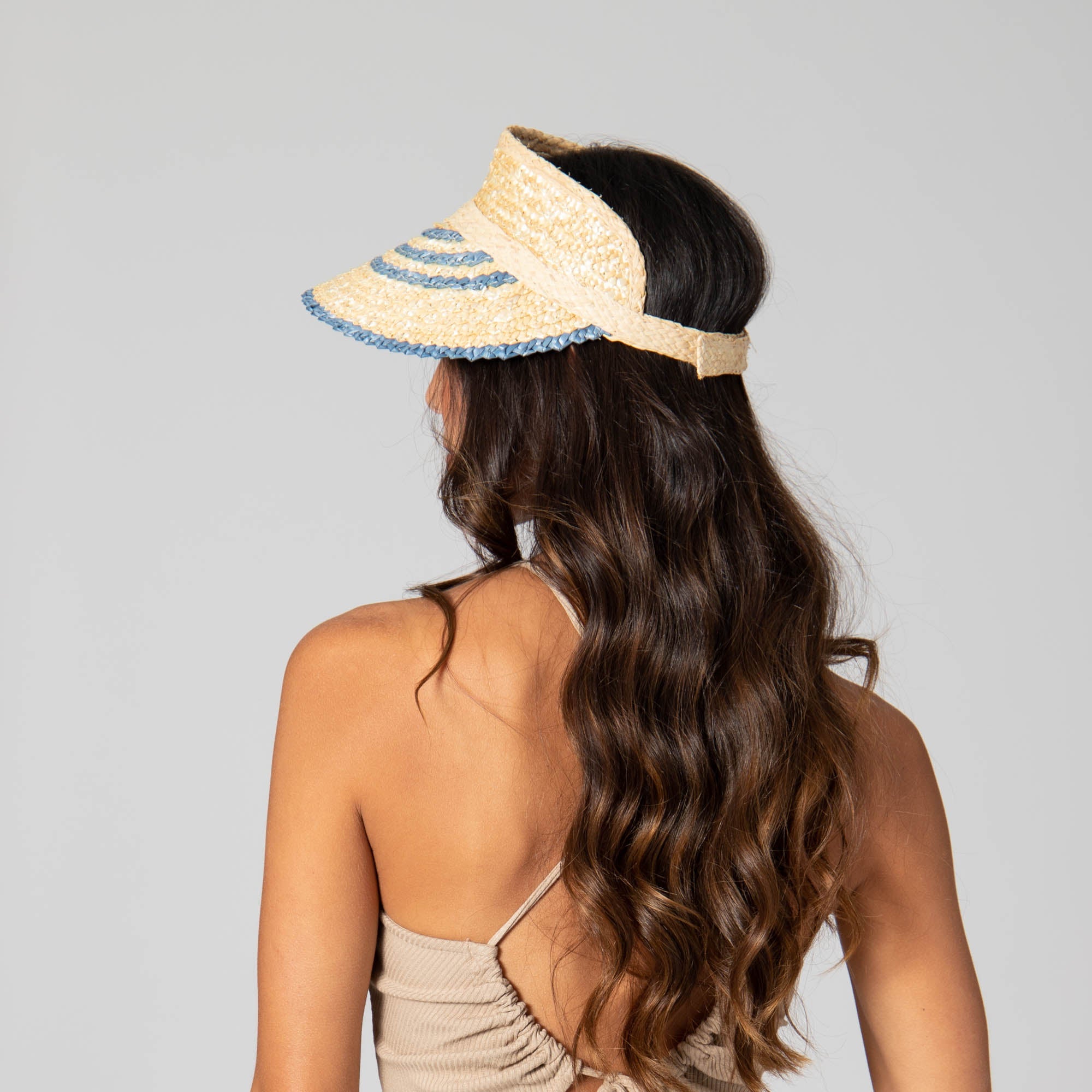 Women's Textured Wheat Straw Visor Hat with Adjustable Velcro Back - Breathable Sun Hat for Beach, Golf, Tennis & Outdoor Activities