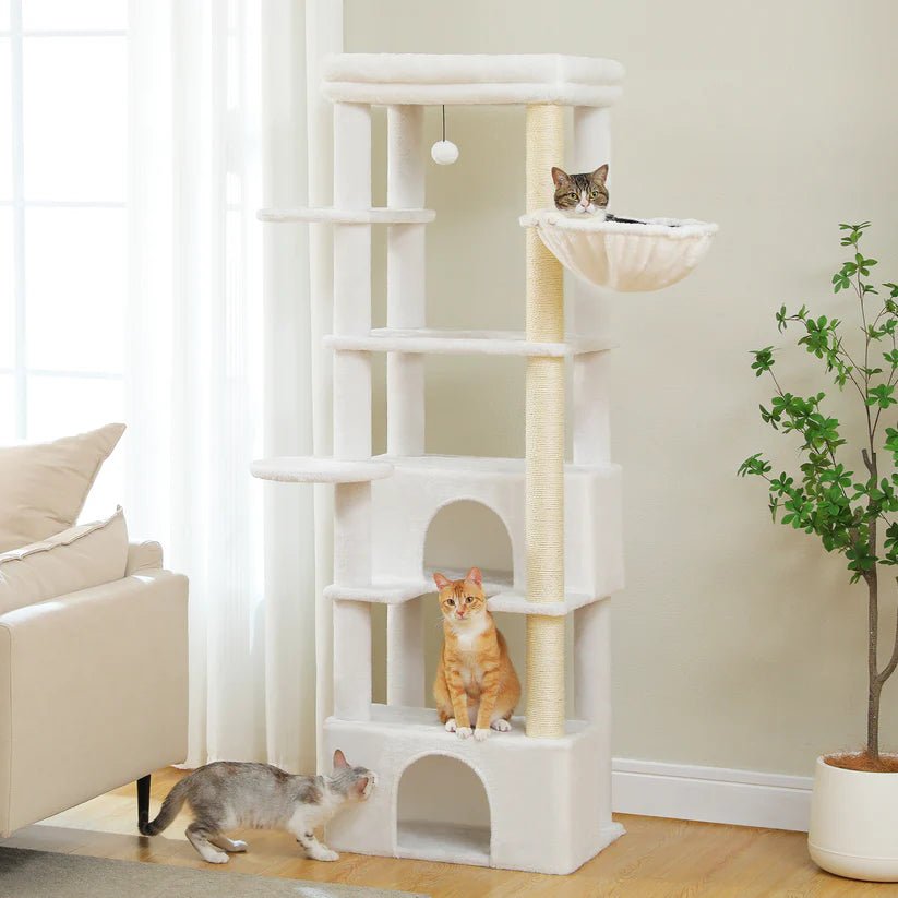 170cm Snow Flake Cat Tree Tower Condo with Scratching Posts & Perches - Perfect for Large Cats & Multi-Cat Households - Indoor Cat Furniture for Play, Rest & Climbing