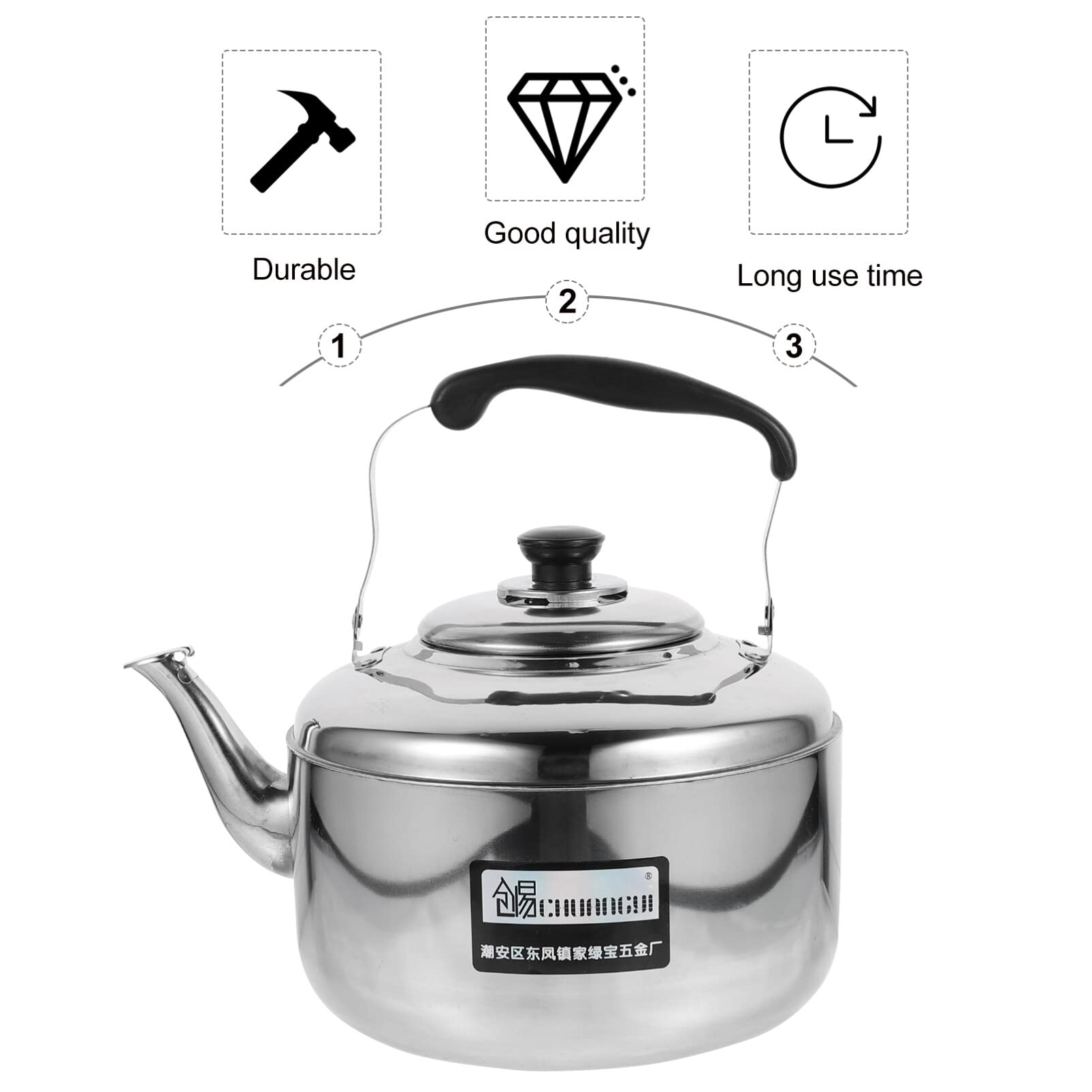 Premium Stainless Steel Tea Kettle 6L - Whistling Stovetop Water Boiler for Coffee & Tea - Durable Kitchen Kettle with Ergonomic Handle - Perfect for Home, Office & Camping Use